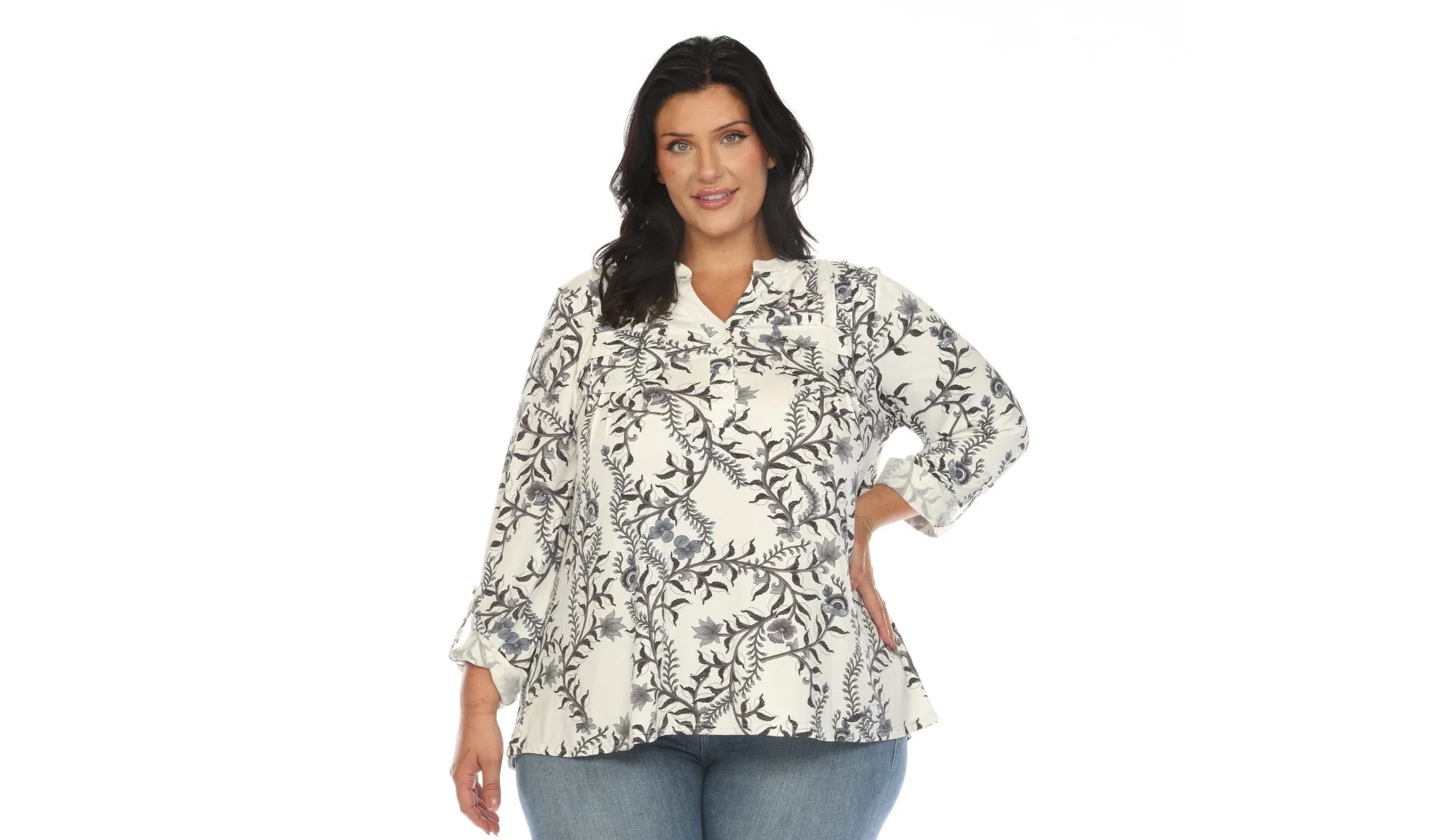 Paisley Button Front Tunic Top - Plus - Image 17