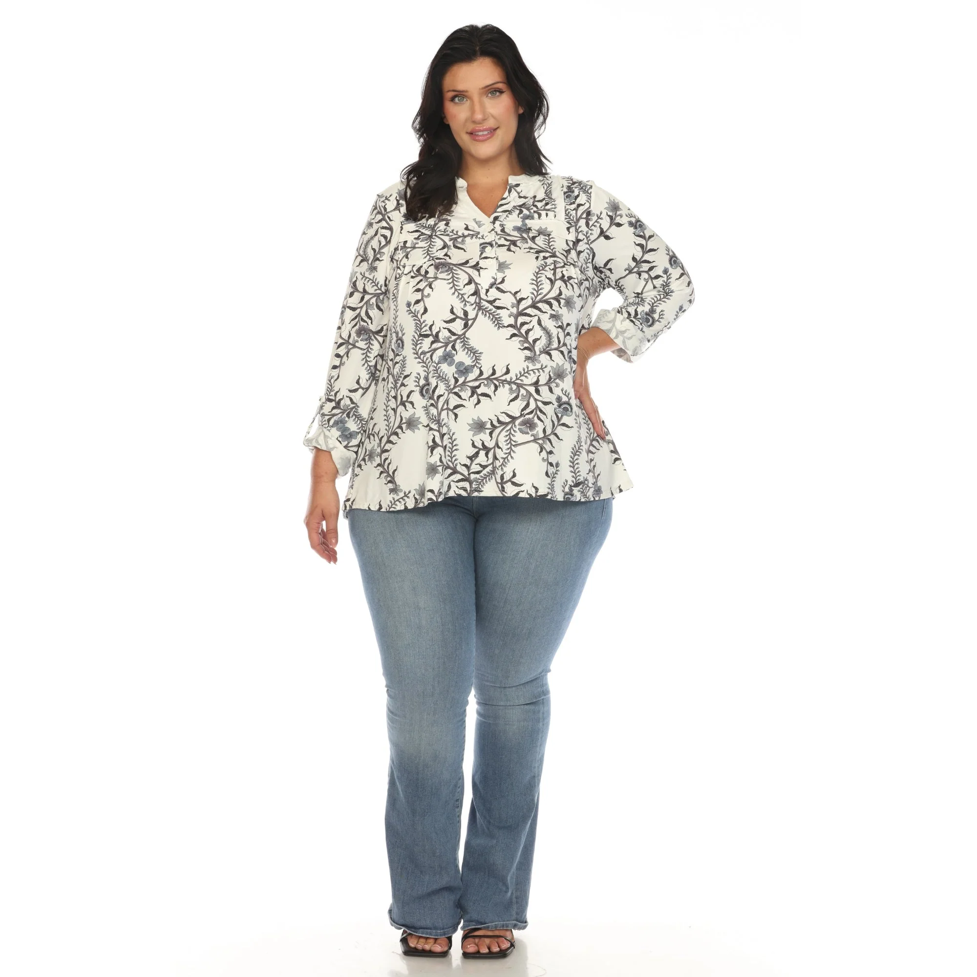 Paisley Button Front Tunic Top - Plus - Image 18