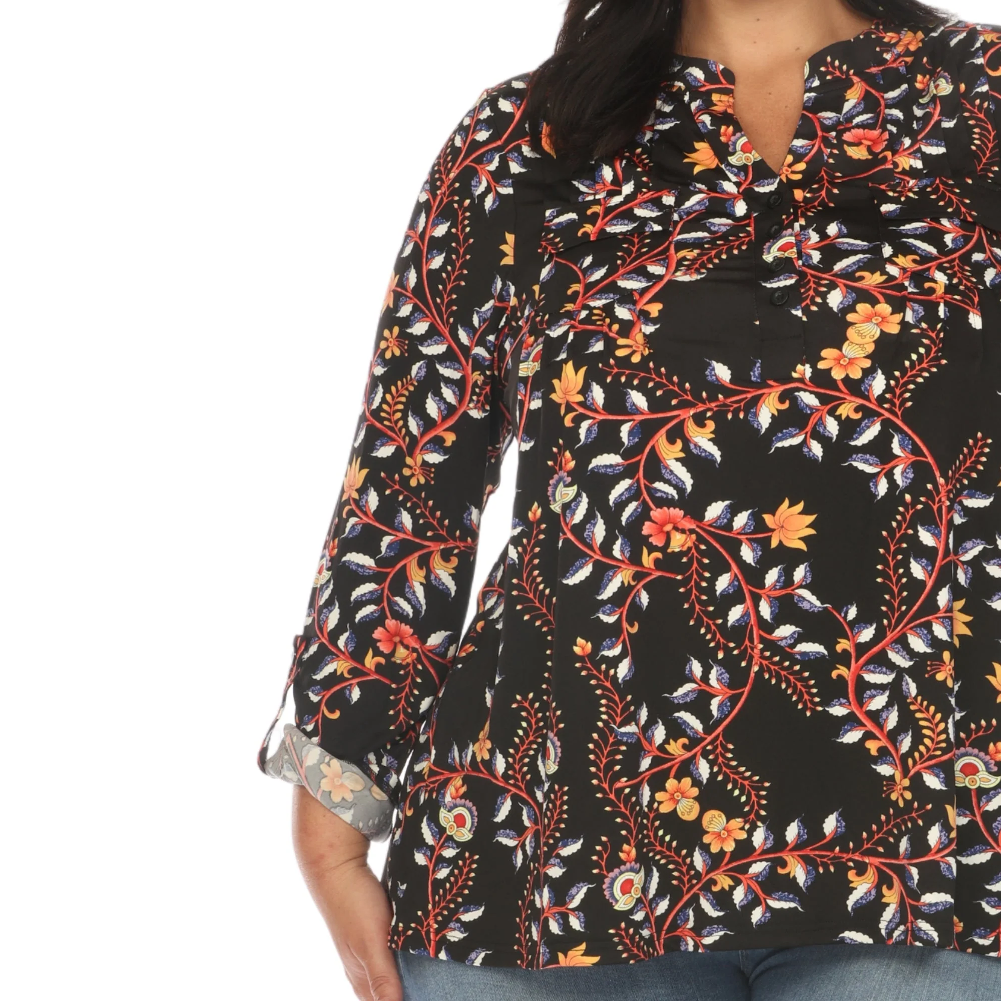 Paisley Button Front Tunic Top - Plus - Image 4
