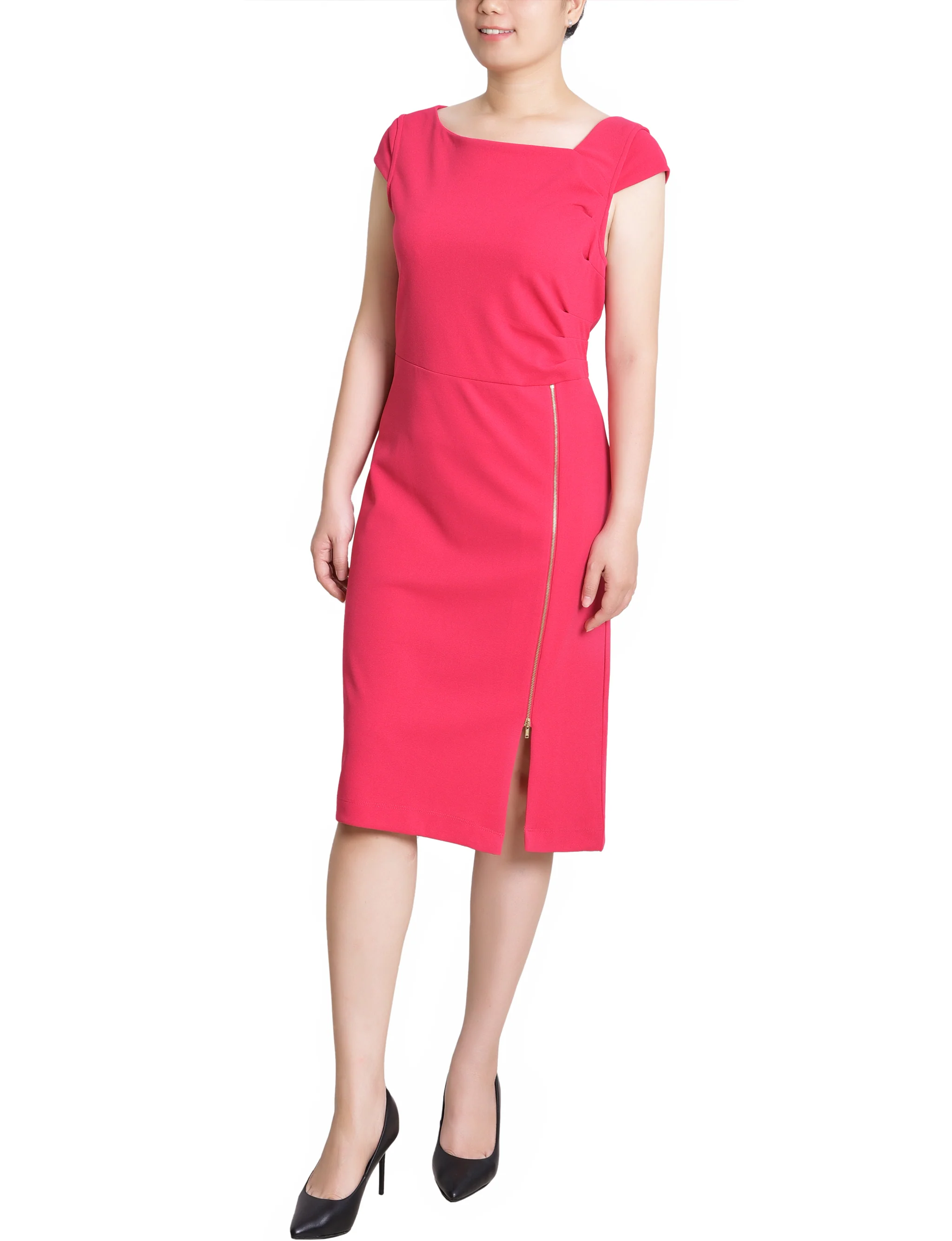 Pink Cap Sleeve Exposed Zipper Dress - Petite - Image 2