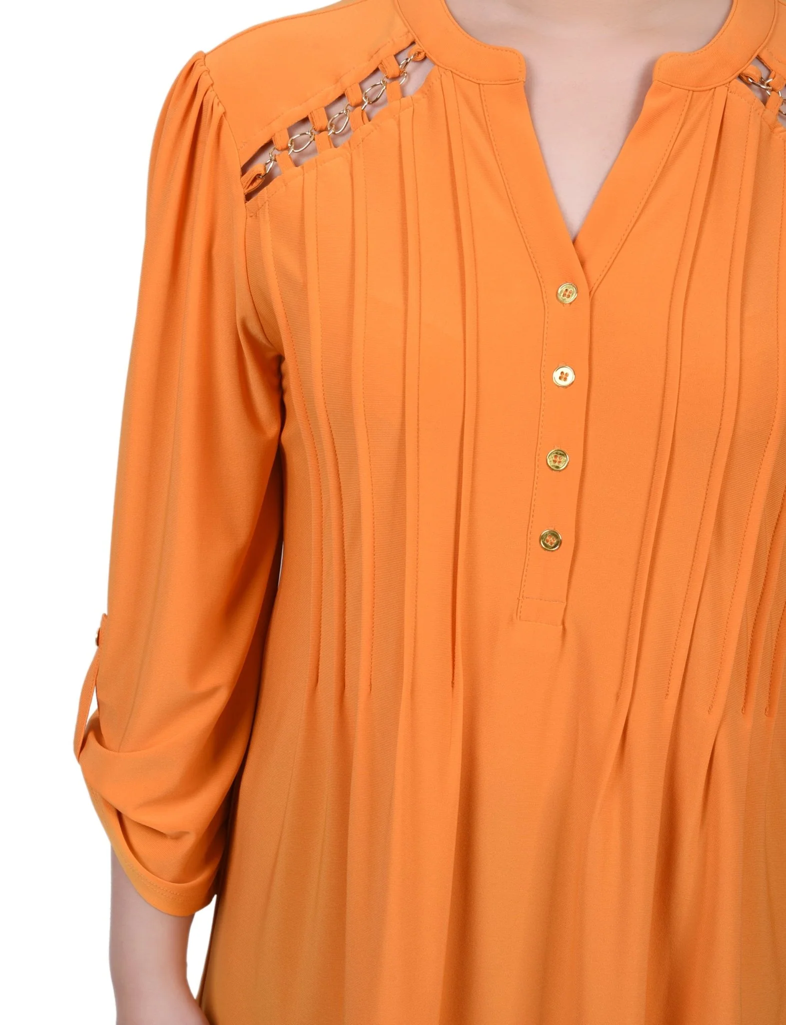 Pintuck Front Top With Chain Details - Petite - Image 21