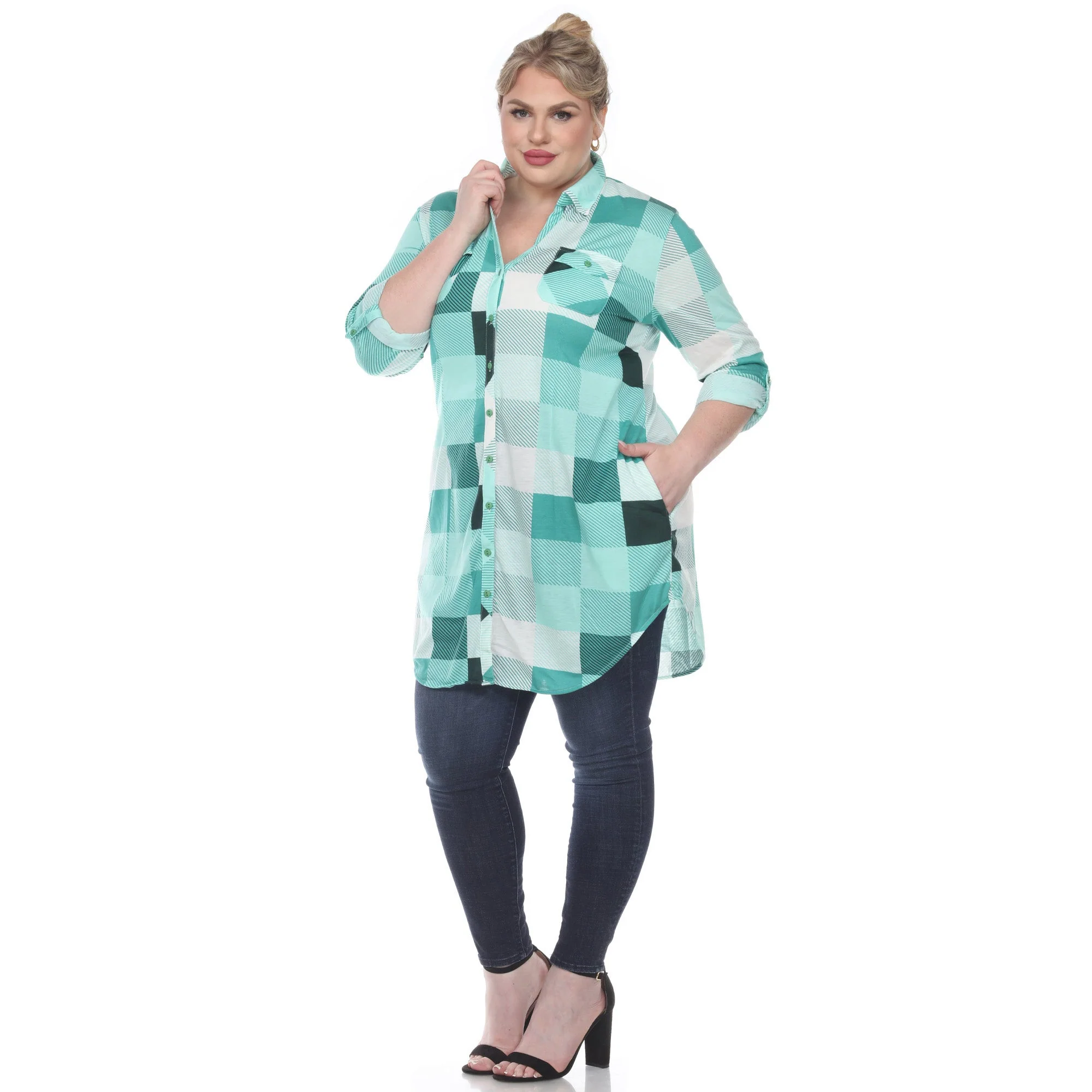 Plaid Tunic Shirt - Plus - Image 24