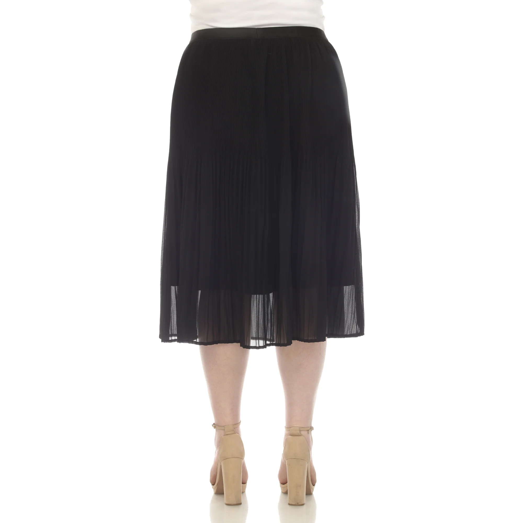 Plus Size Pleated Chiffon Midi Skirt - Image 18