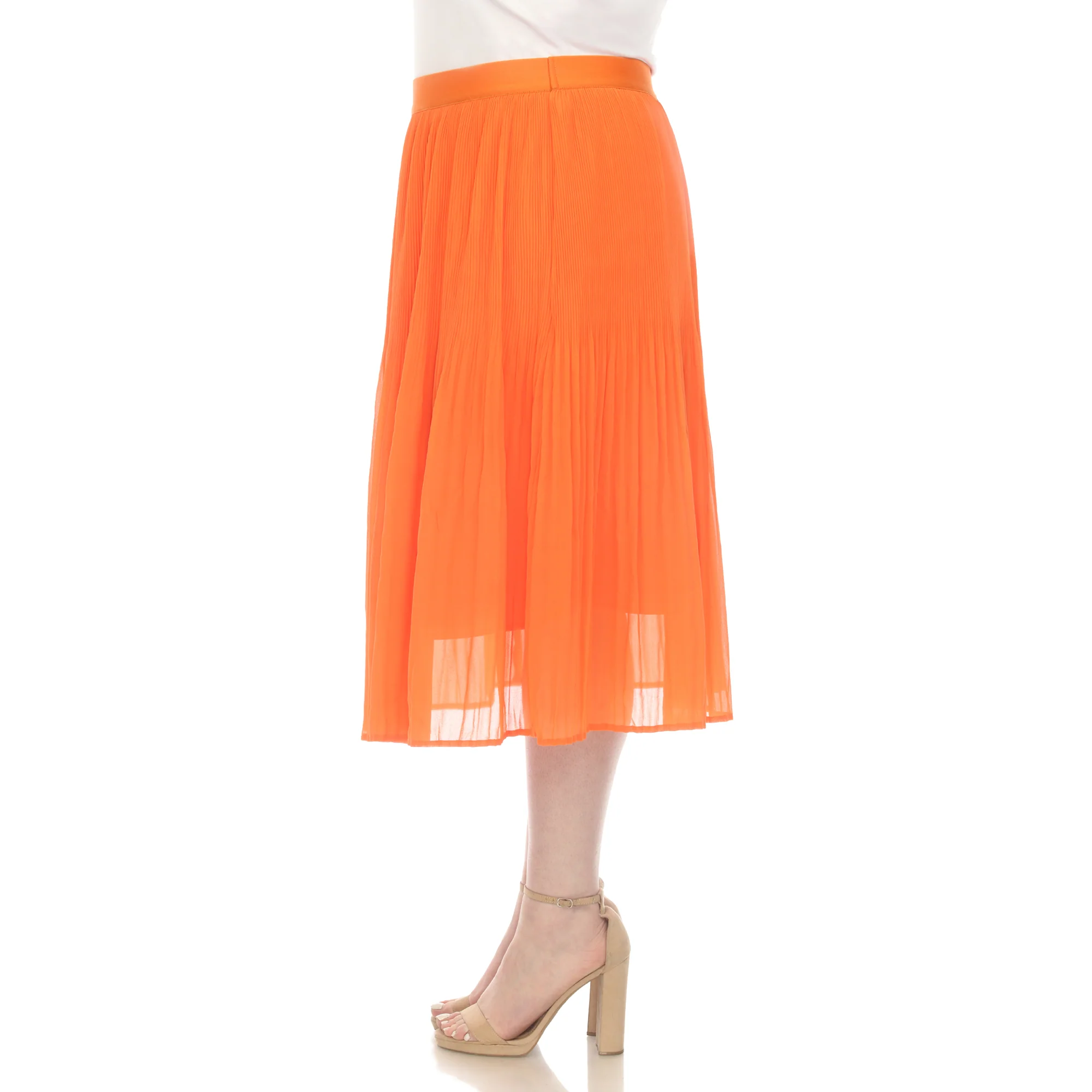 Plus Size Pleated Chiffon Midi Skirt - Image 2