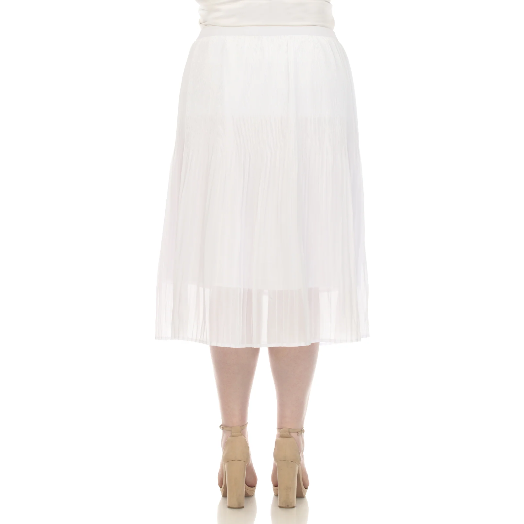 Plus Size Pleated Chiffon Midi Skirt - Image 23