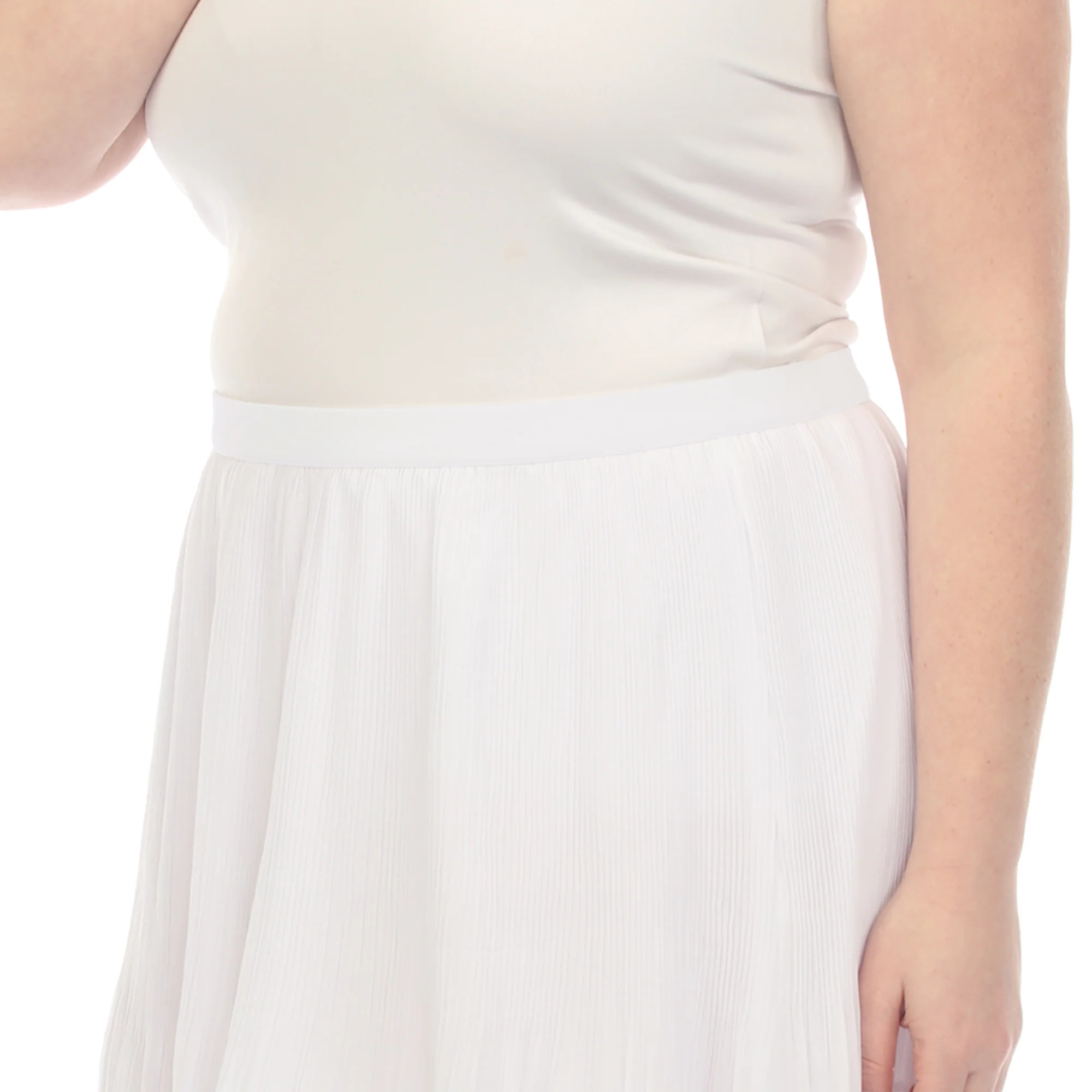 Plus Size Pleated Chiffon Midi Skirt - Image 24