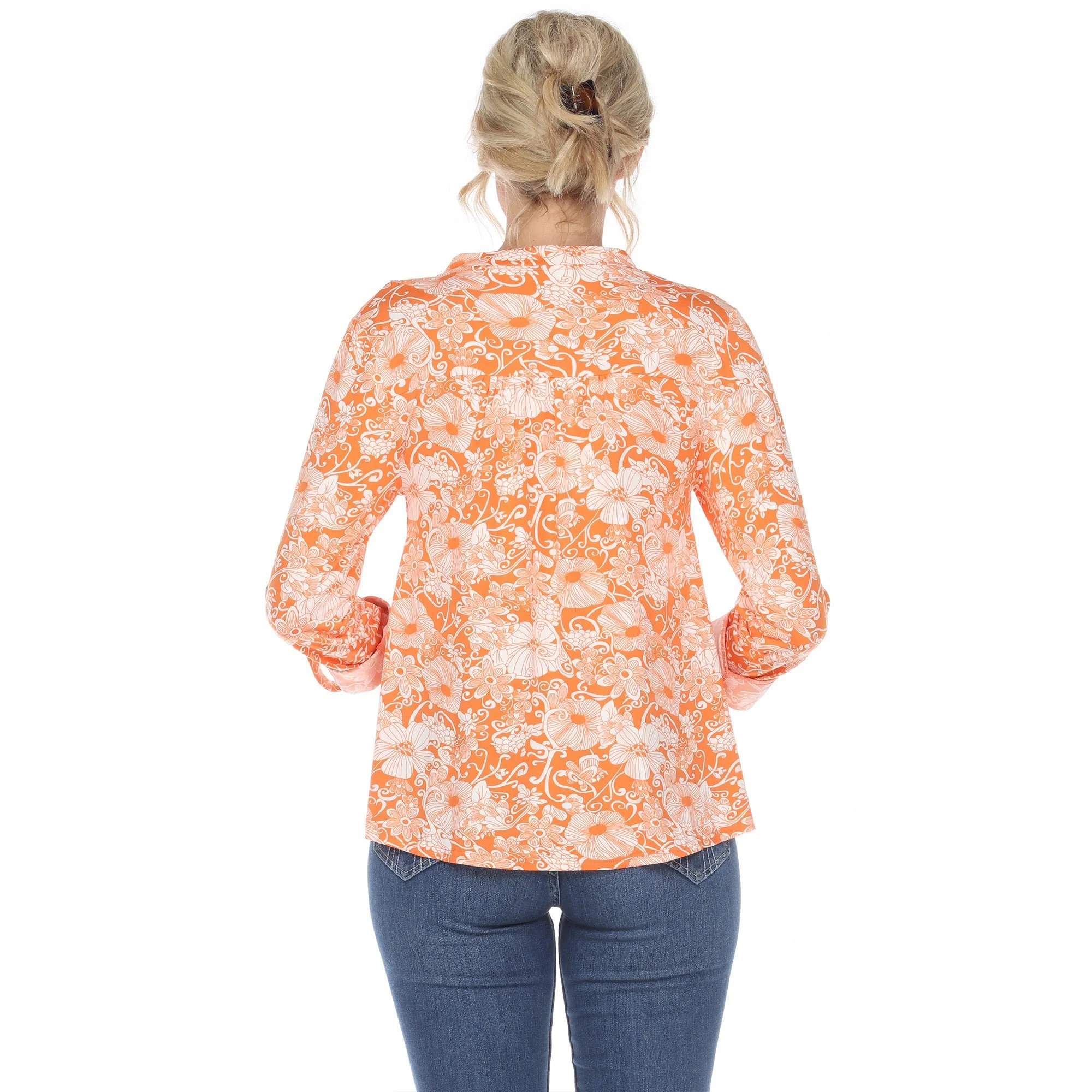 Pleated Long Sleeve Floral Print Blouse - Image 18