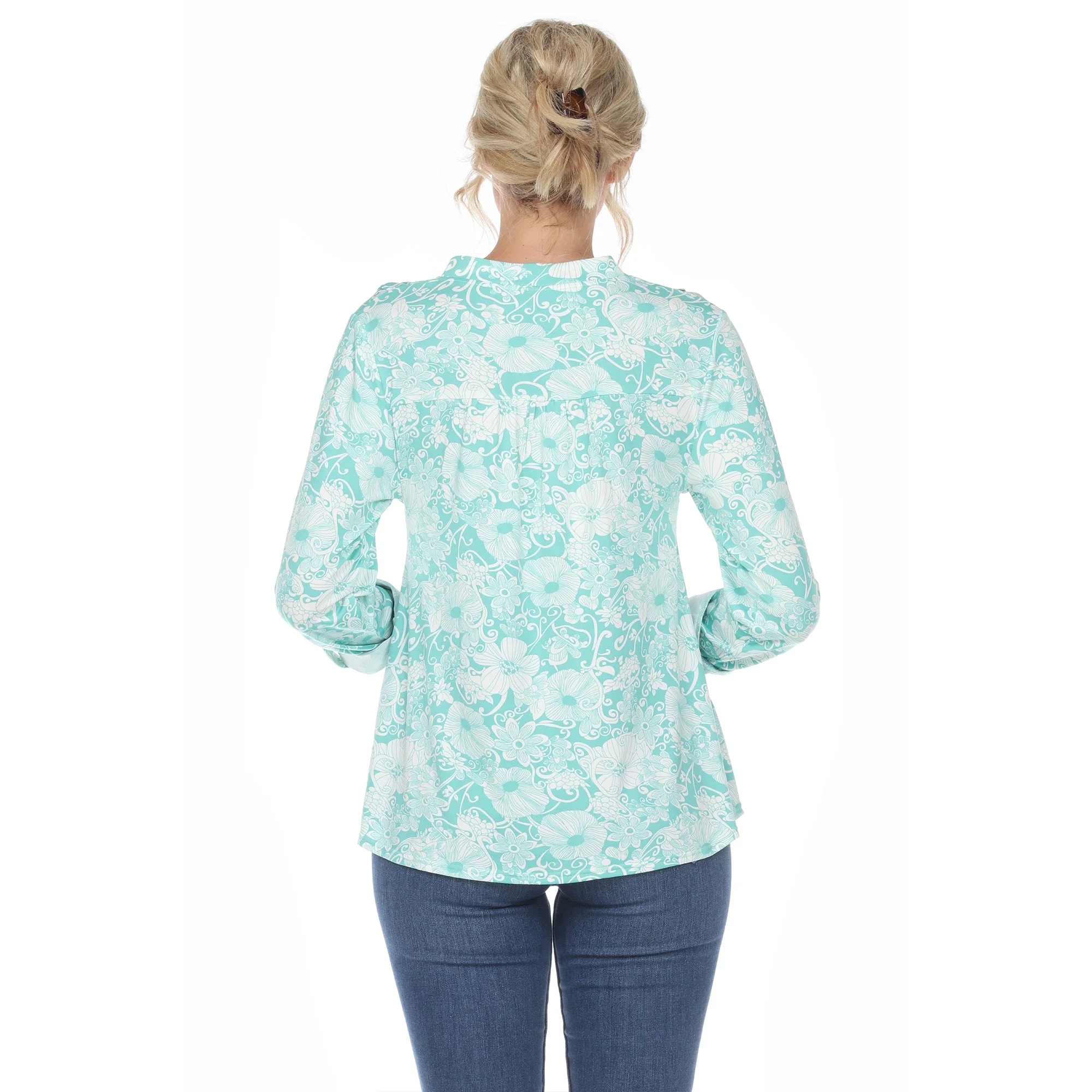 Pleated Long Sleeve Floral Print Blouse - Image 22