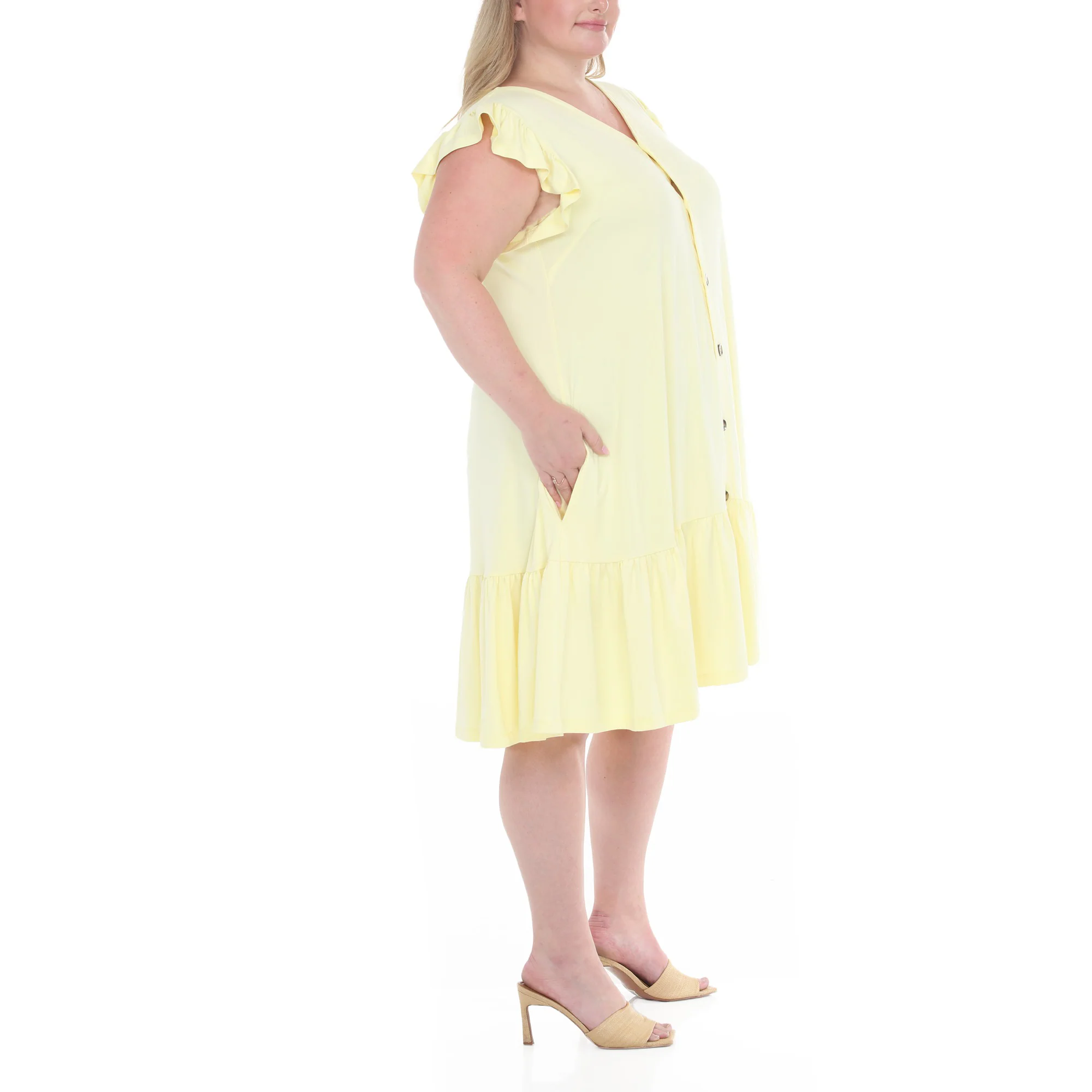 Plus Size Button Front Tiered Swing Dress - Image 26