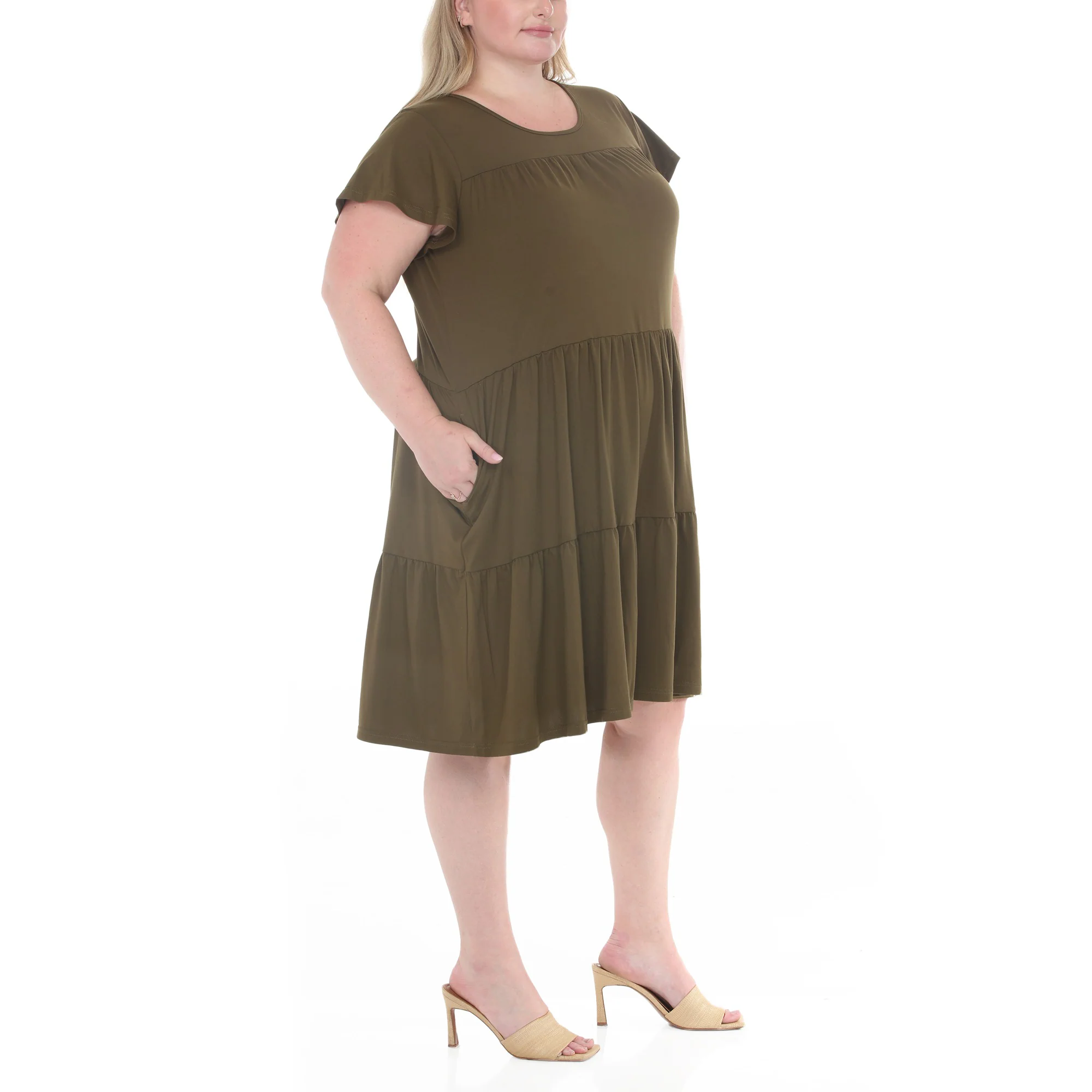 Plus Size Flutter Sleeve Ruffle Tiered Dress - Image 22