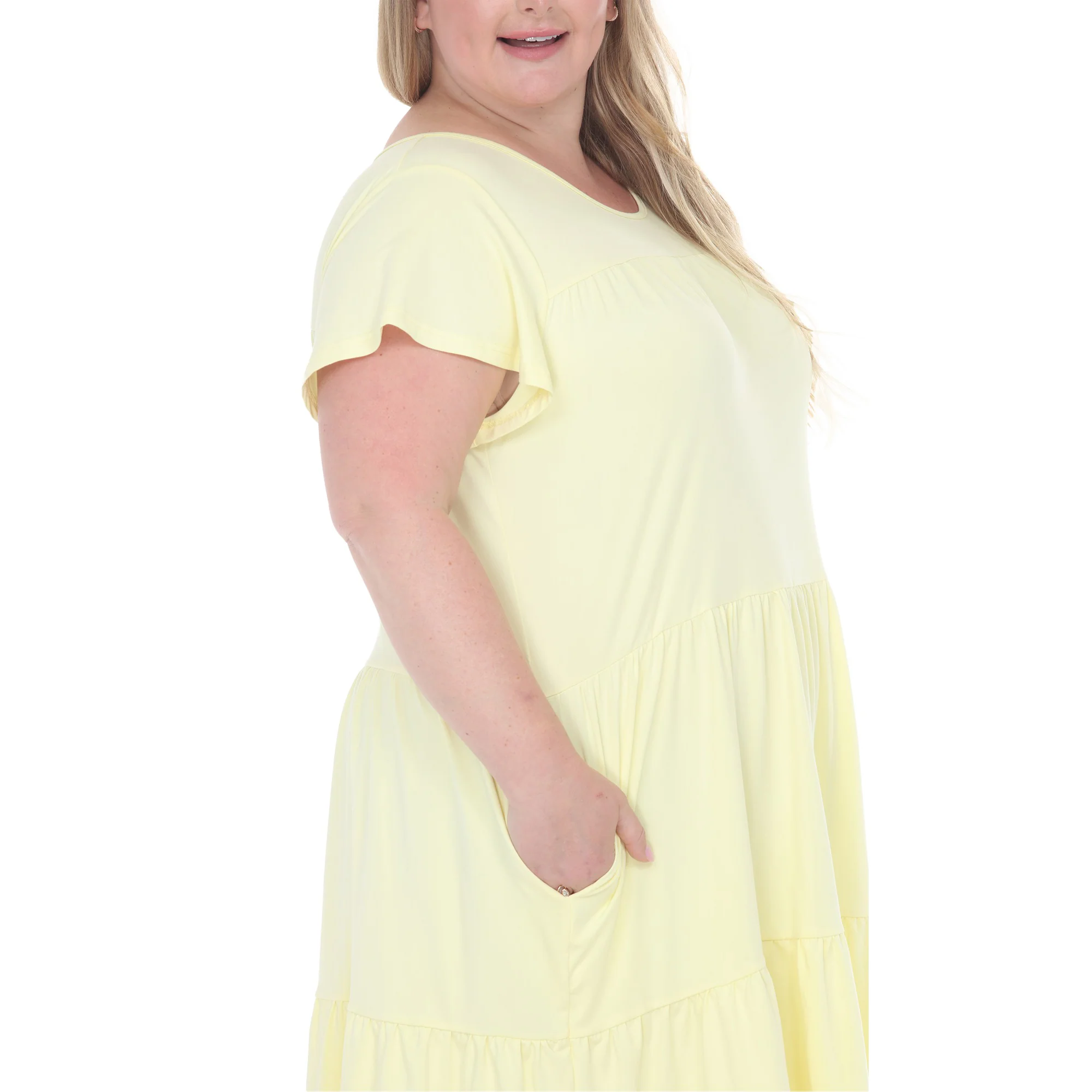 Plus Size Flutter Sleeve Ruffle Tiered Dress - Image 29