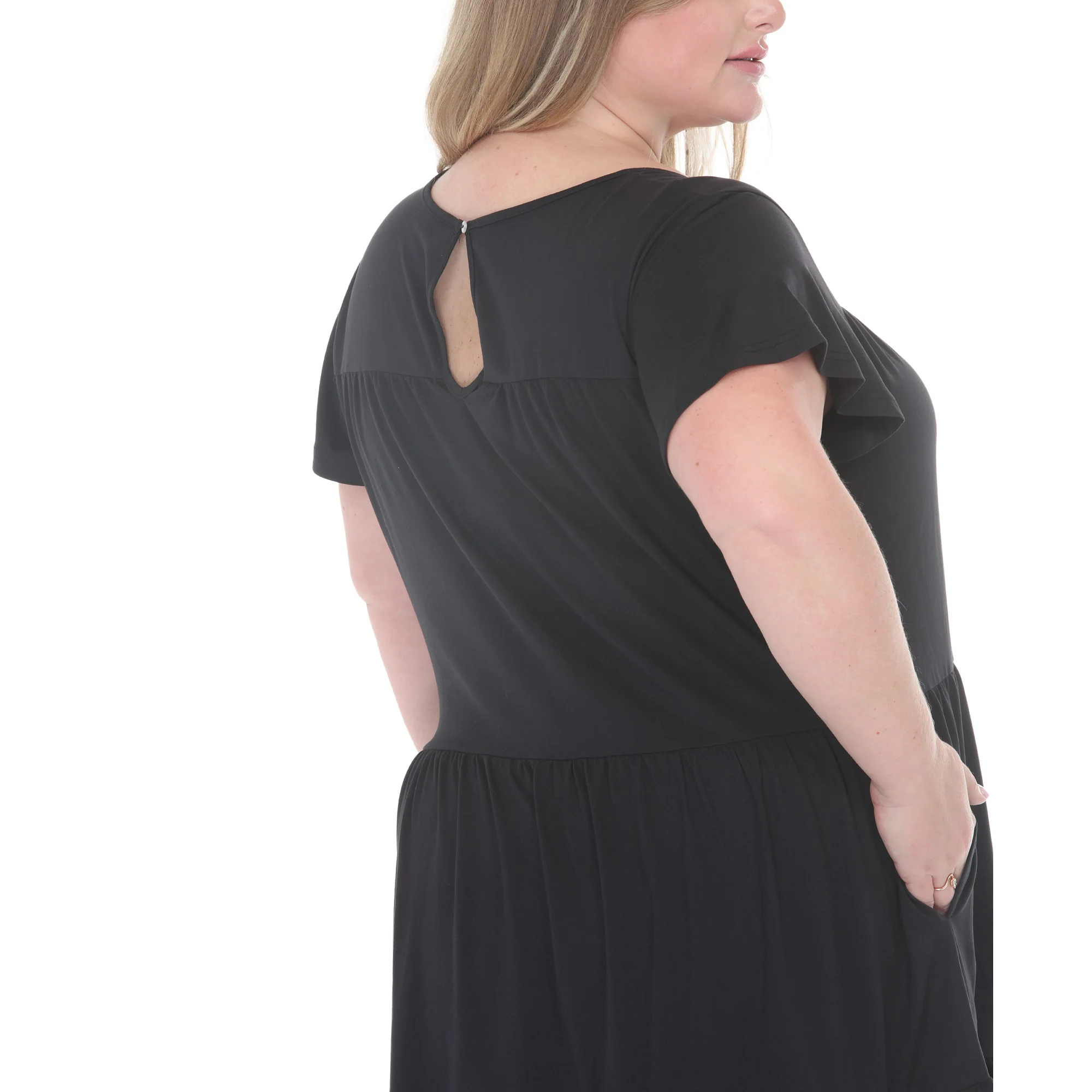 Plus Size Flutter Sleeve Ruffle Tiered Dress - Image 4