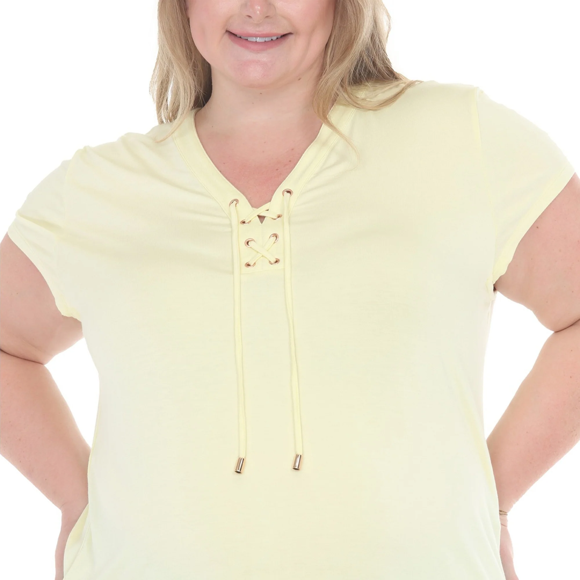 Plus Size V-Neck Front Tie Pullover Top - Image 21