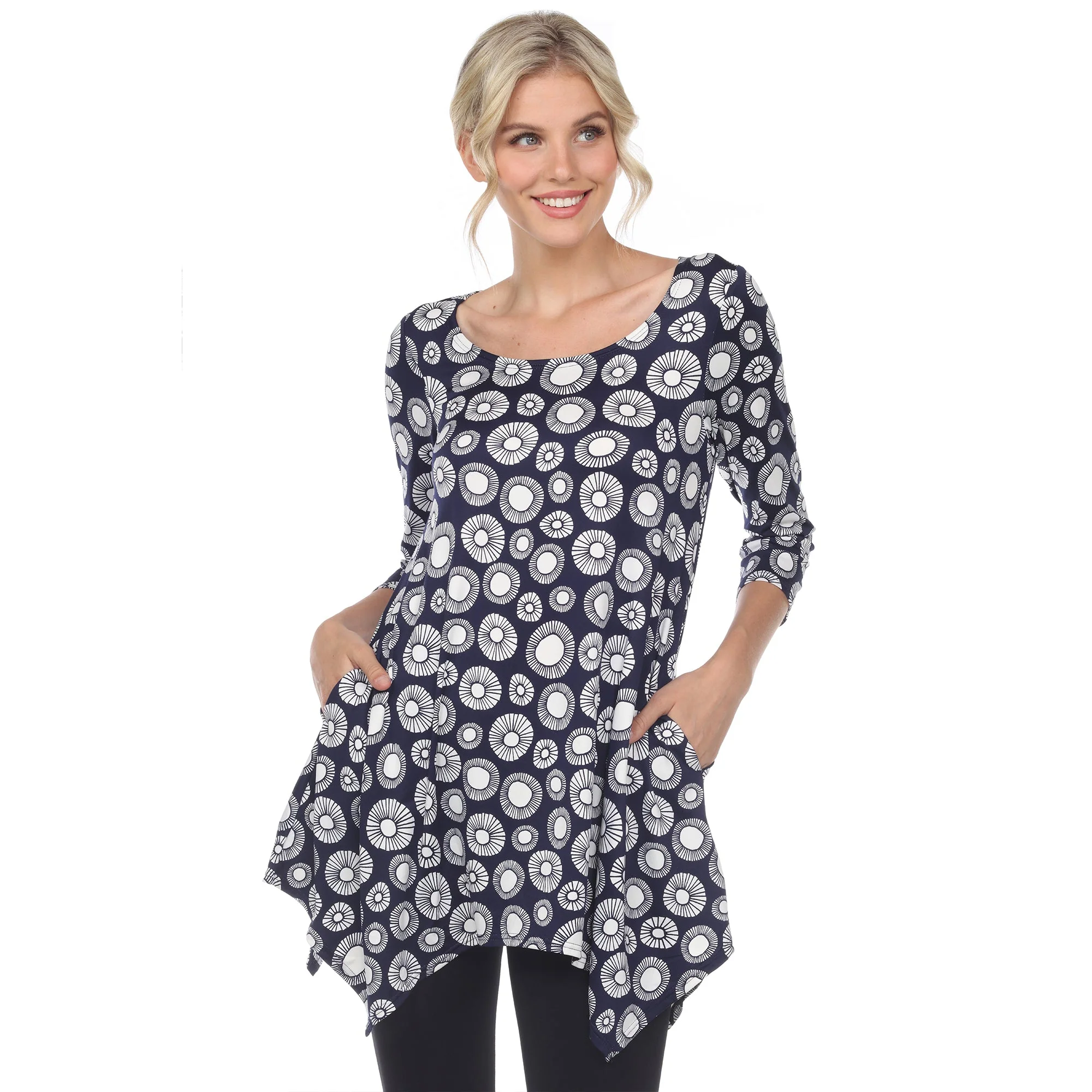 Printed Geometric Circle Tunic Top - Image 6