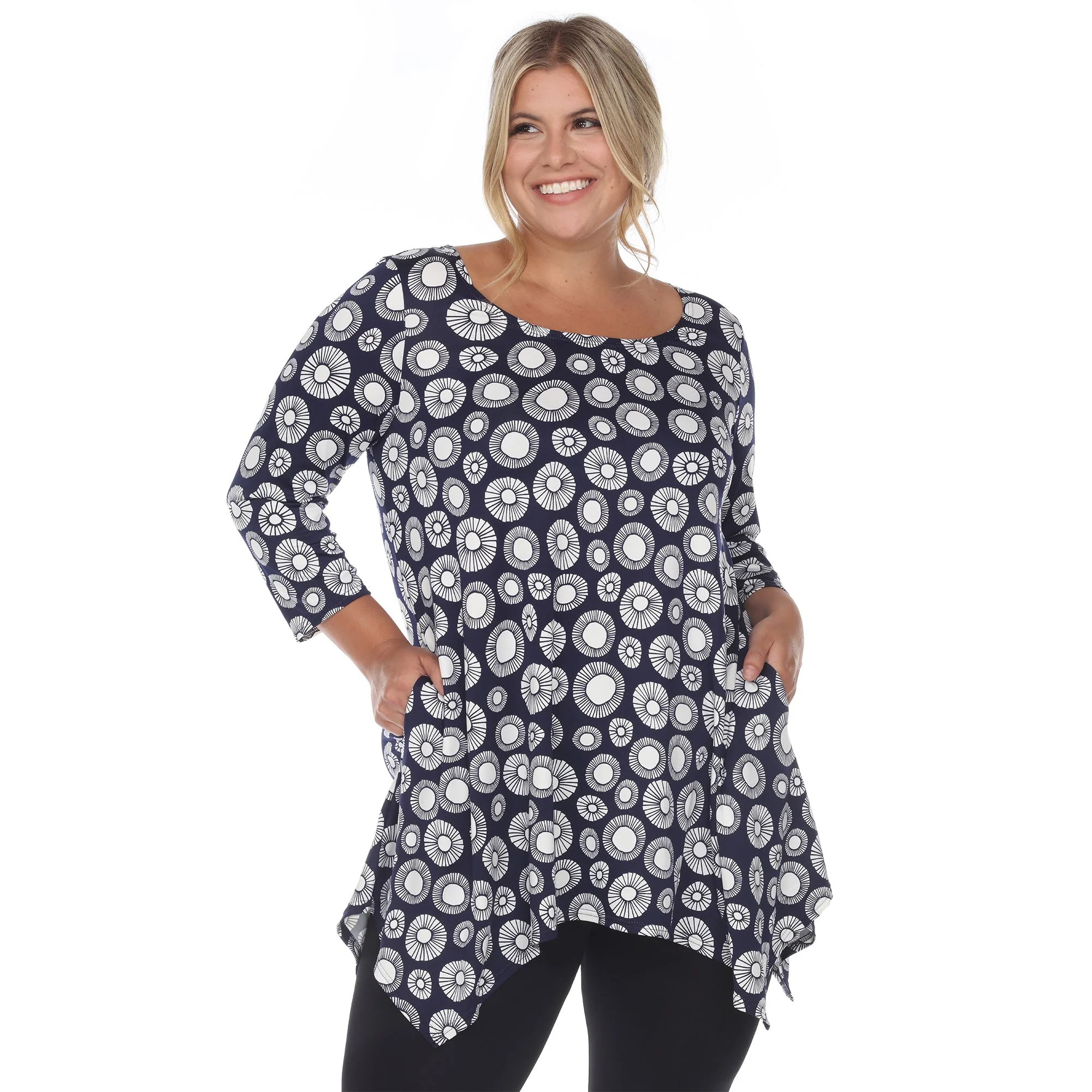Printed Geometric Circle Tunic Top - Plus - Image 12