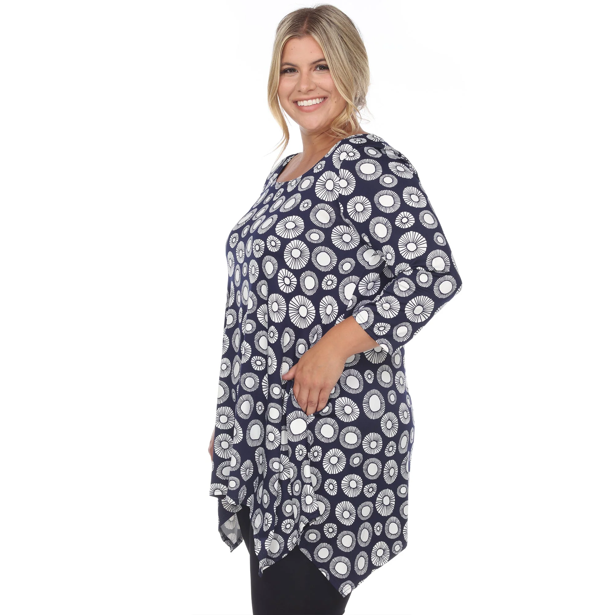 Printed Geometric Circle Tunic Top - Plus - Image 13