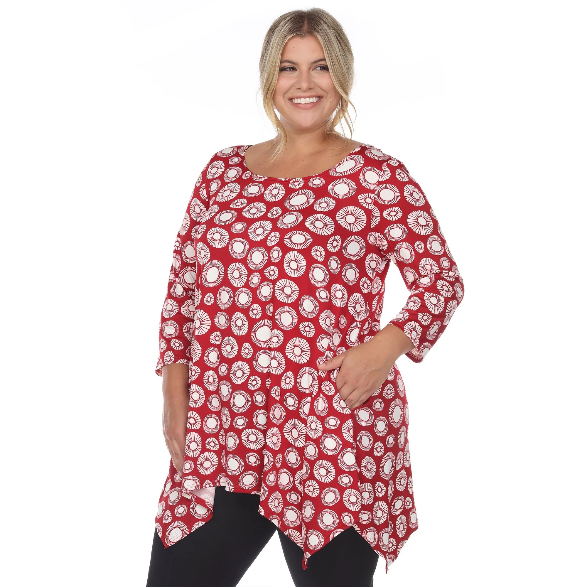 Printed Geometric Circle Tunic Top - Plus - Image 17