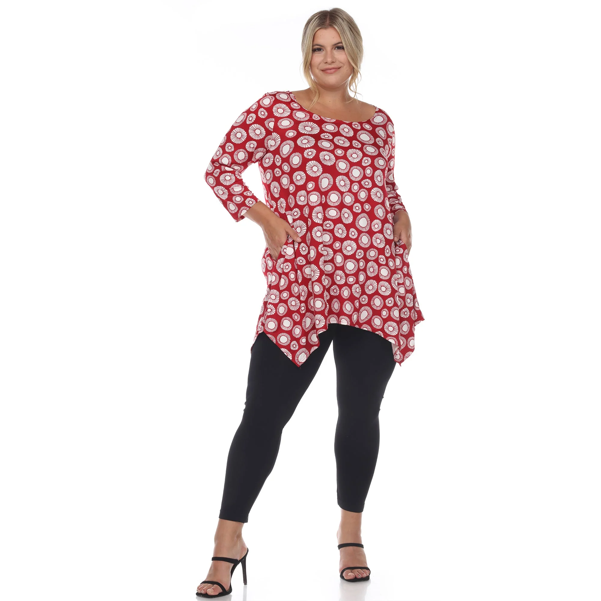 Printed Geometric Circle Tunic Top - Plus - Image 19
