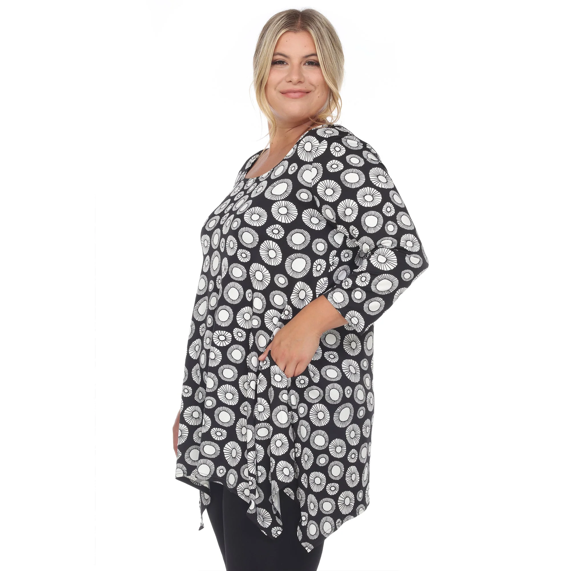 Printed Geometric Circle Tunic Top - Plus - Image 3
