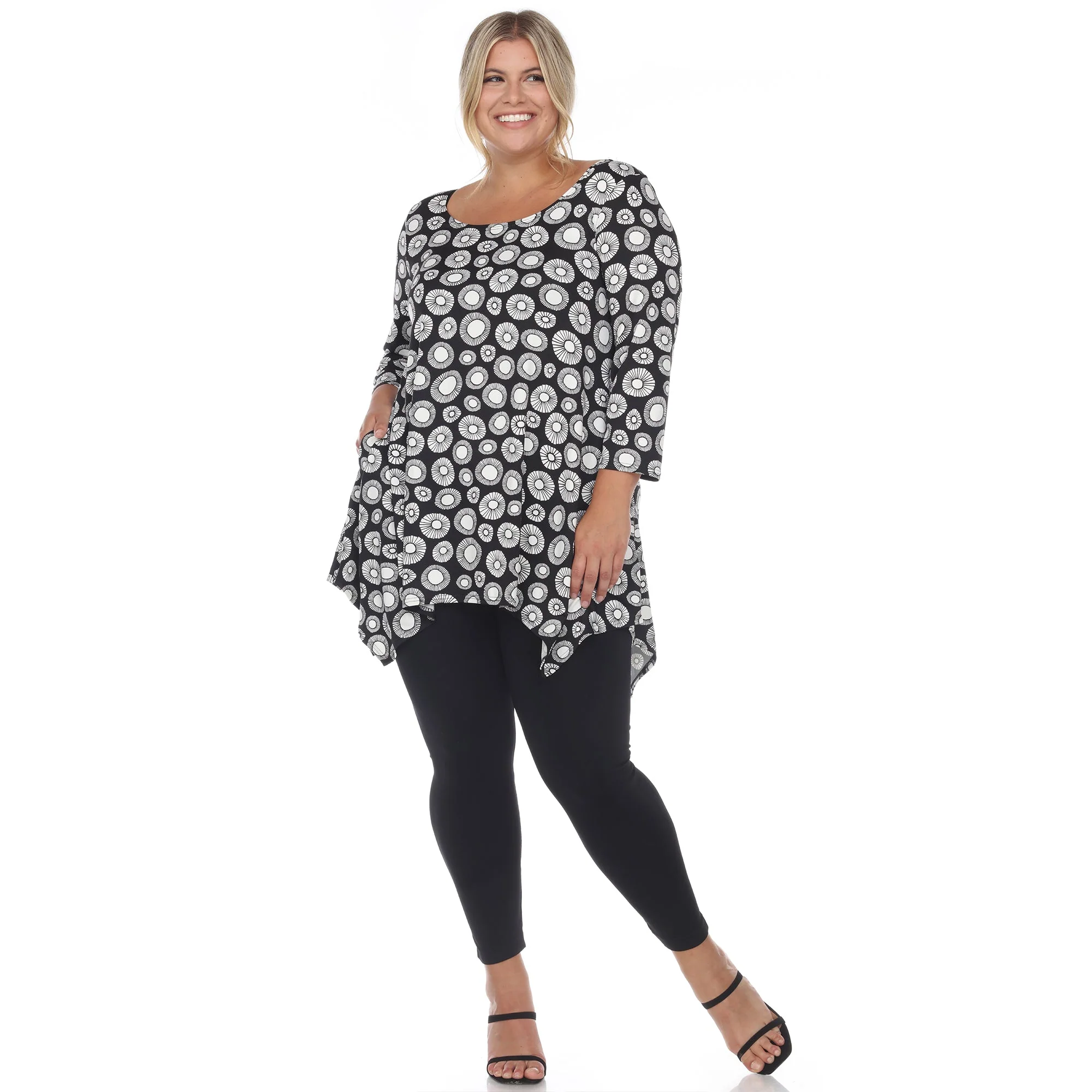 Printed Geometric Circle Tunic Top - Plus - Image 5