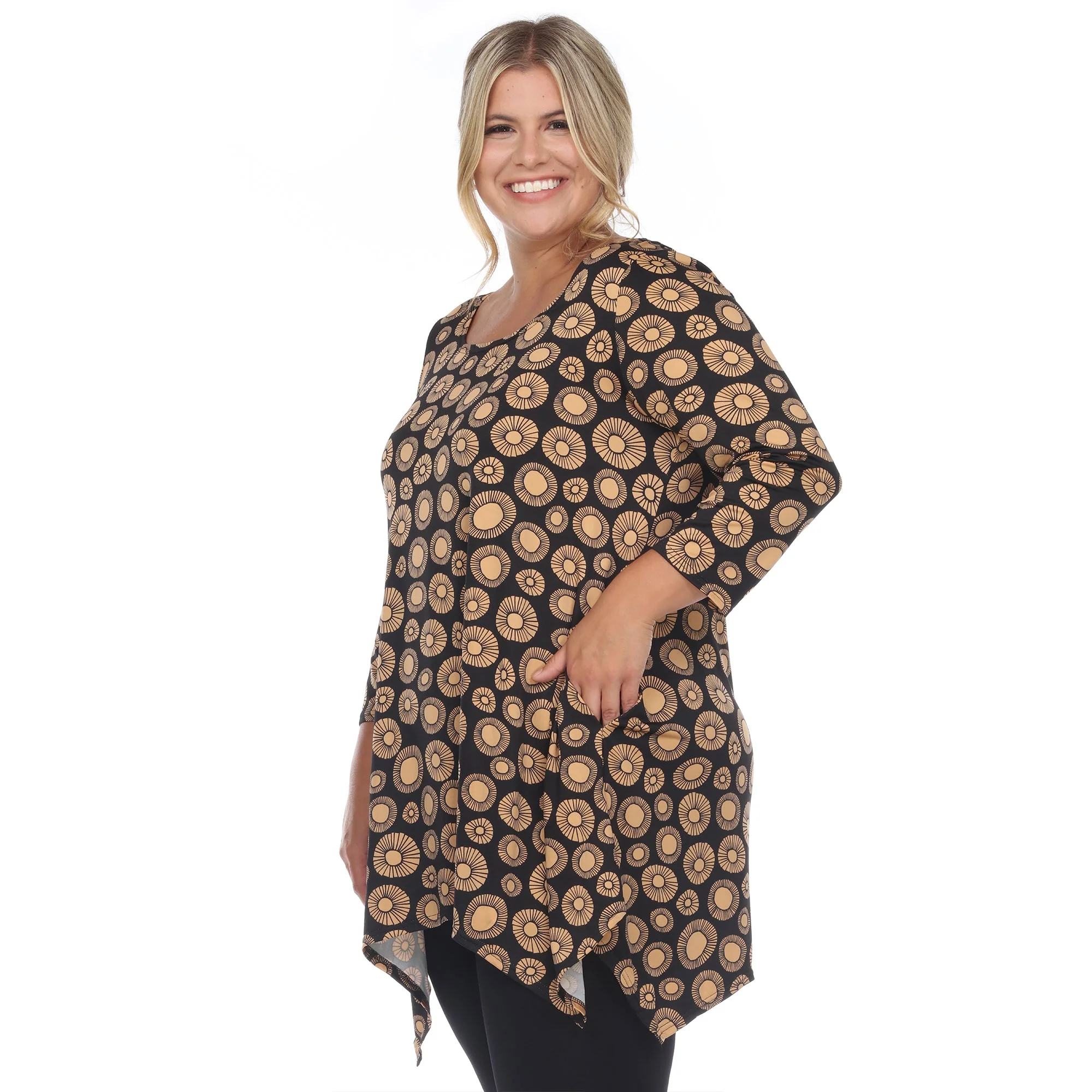 Printed Geometric Circle Tunic Top - Plus - Image 8