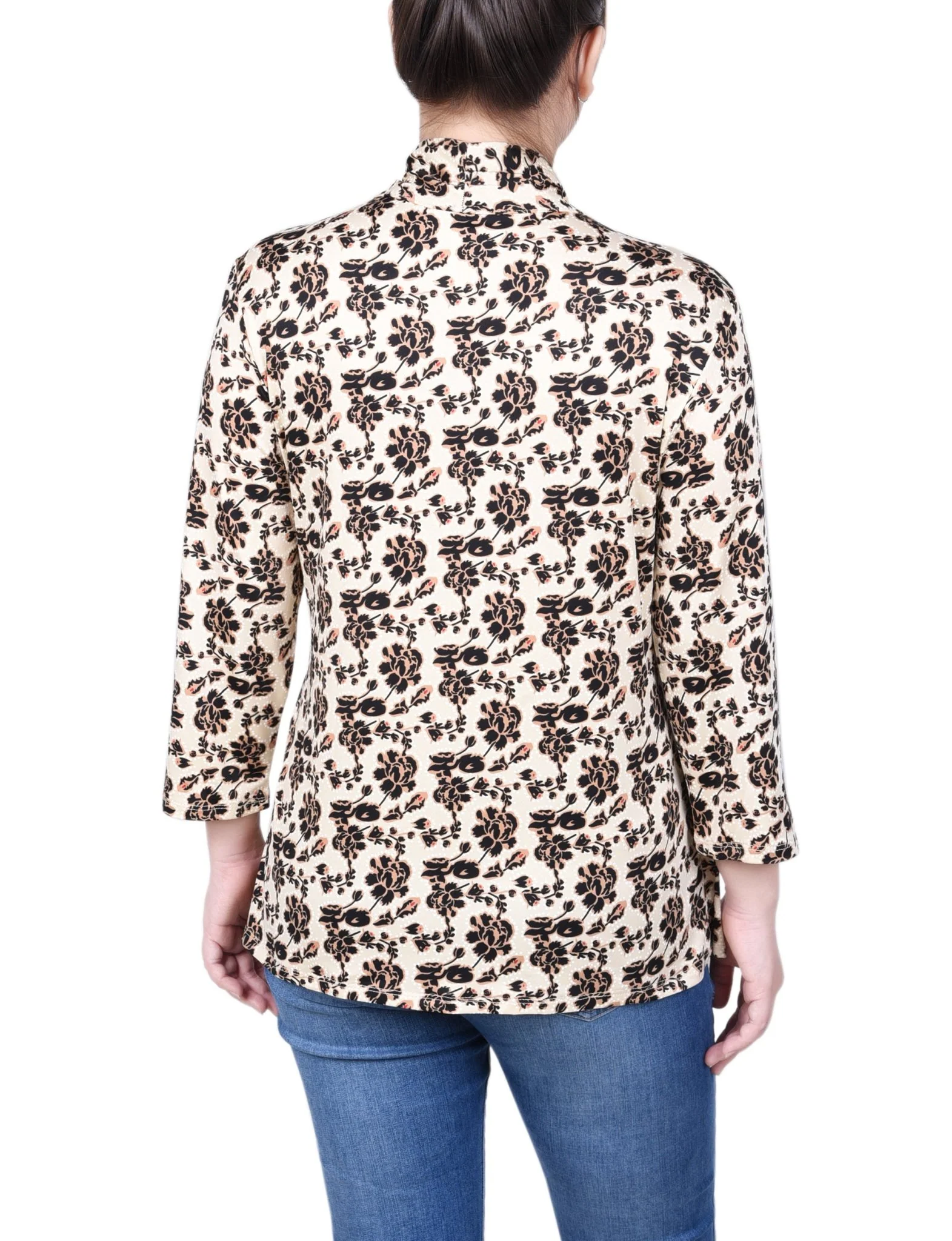 Puff Print 3/4 Sleeve Two-Fer Top - Petite - Image 24