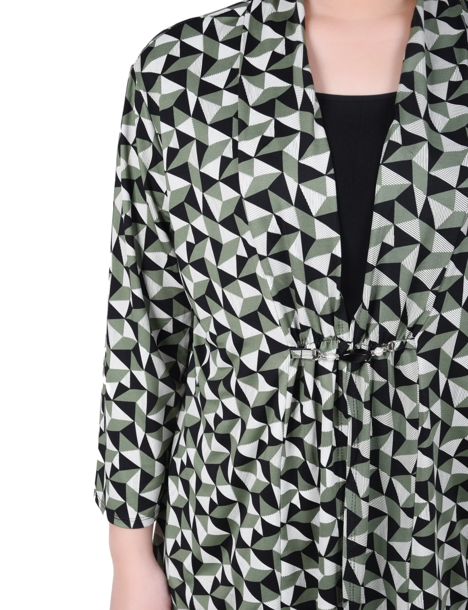 Puff Print 3/4 Sleeve Two-Fer Top - Petite - Image 27