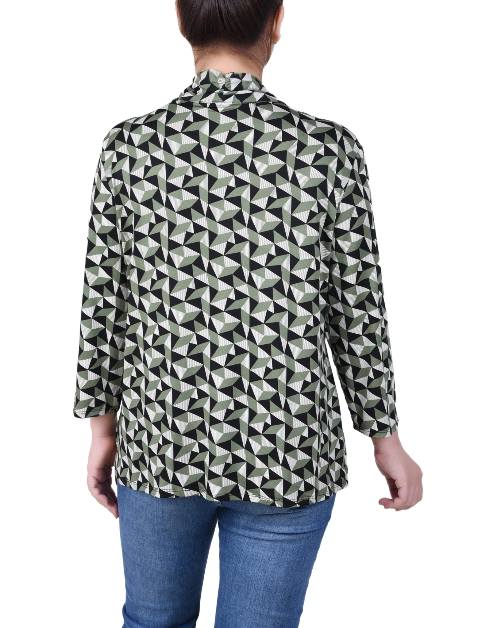 Puff Print 3/4 Sleeve Two-Fer Top - Petite - Image 28
