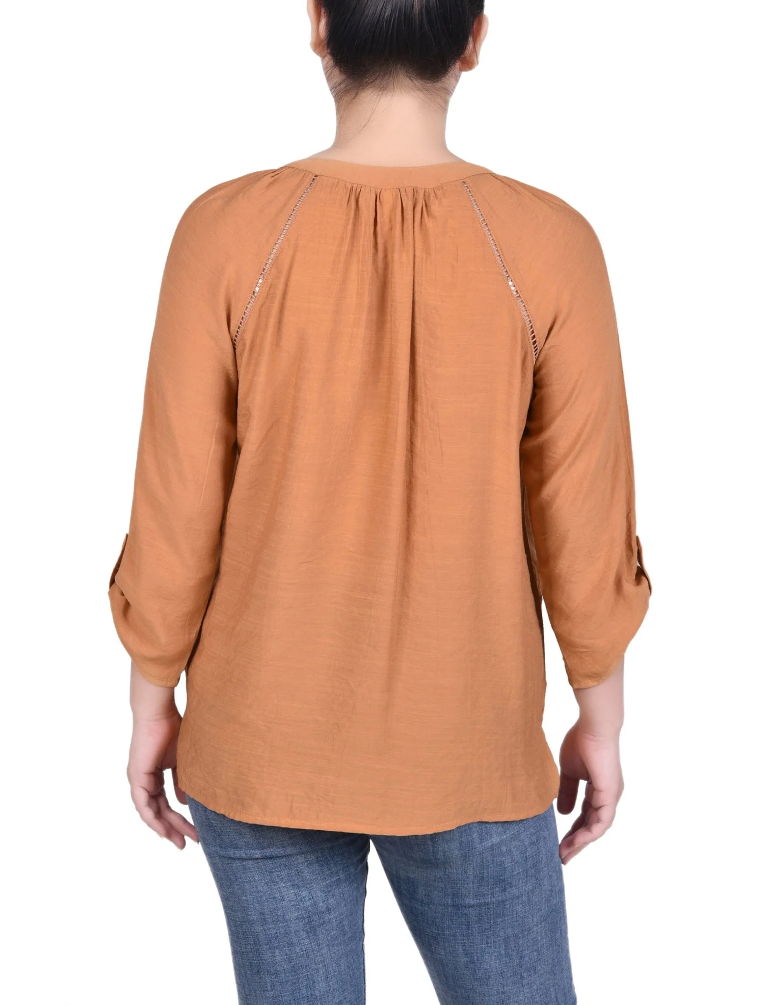 Raglan Sleeve Split Neck Blouse - Petite - Image 3