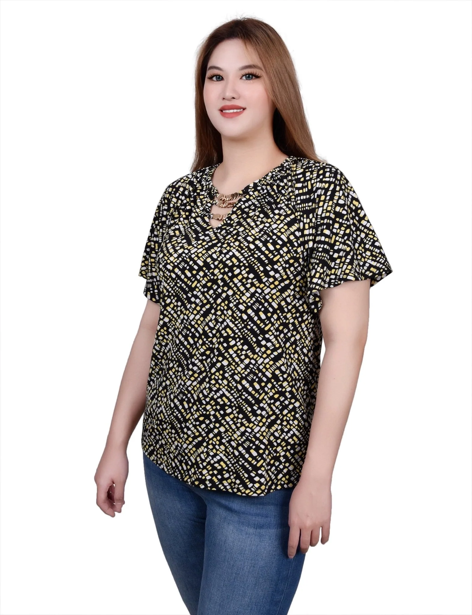Raglan Sleeve Top With Chain Details - Image 10
