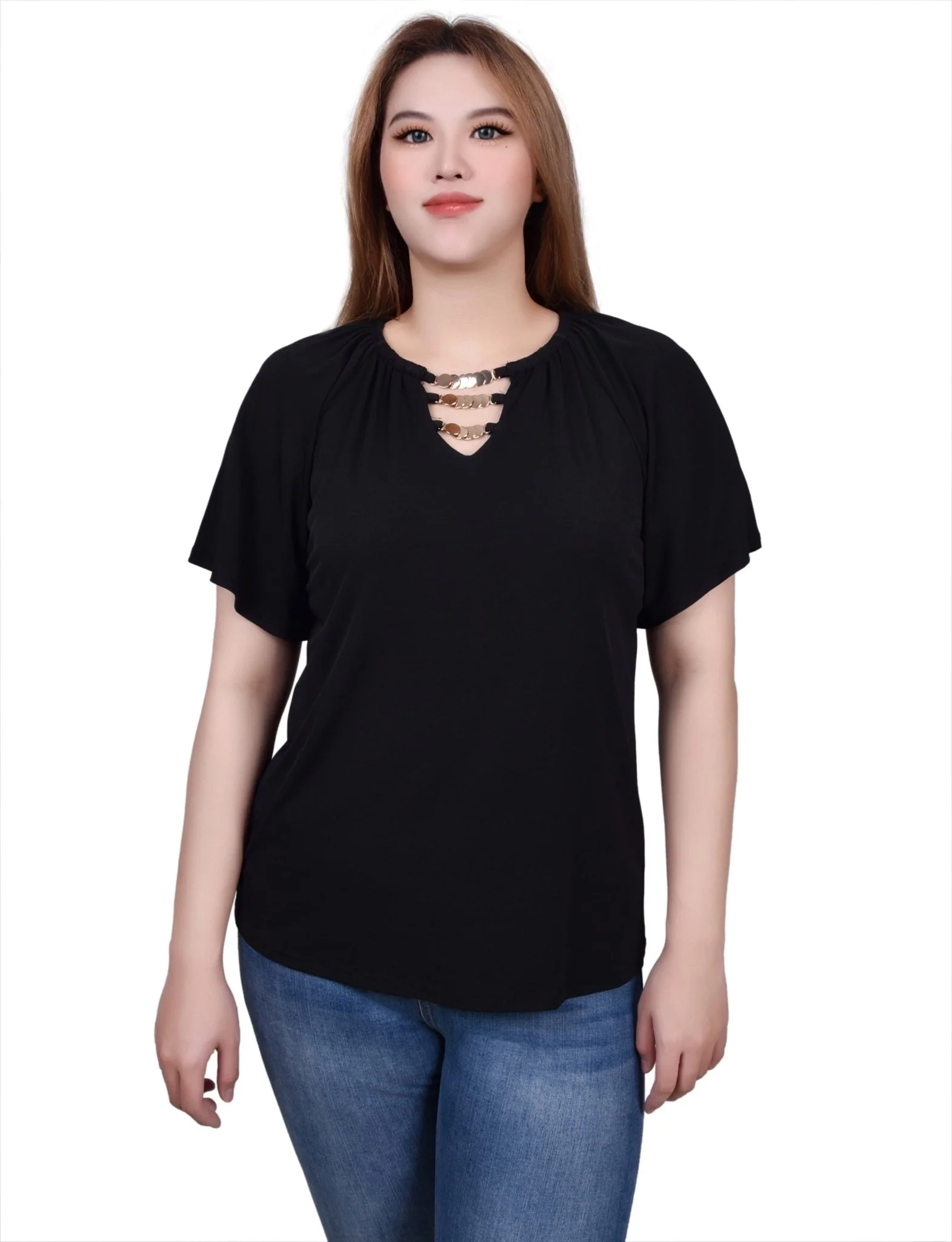 Raglan Sleeve Top With Chain Details - Image 5