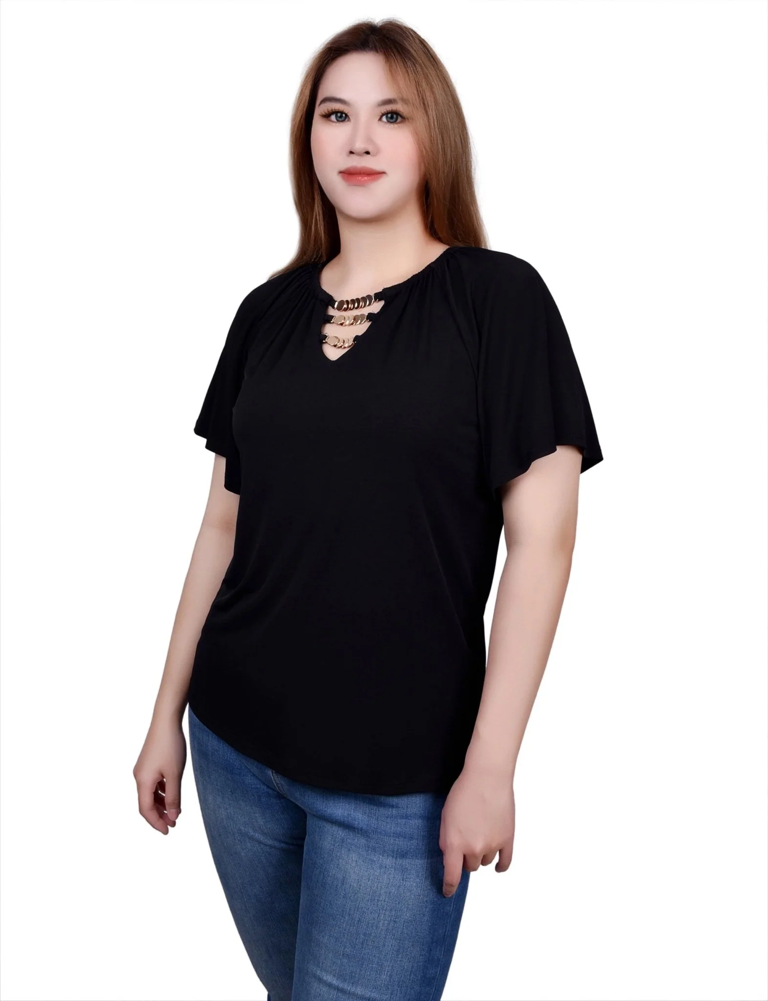 Raglan Sleeve Top With Chain Details - Image 6