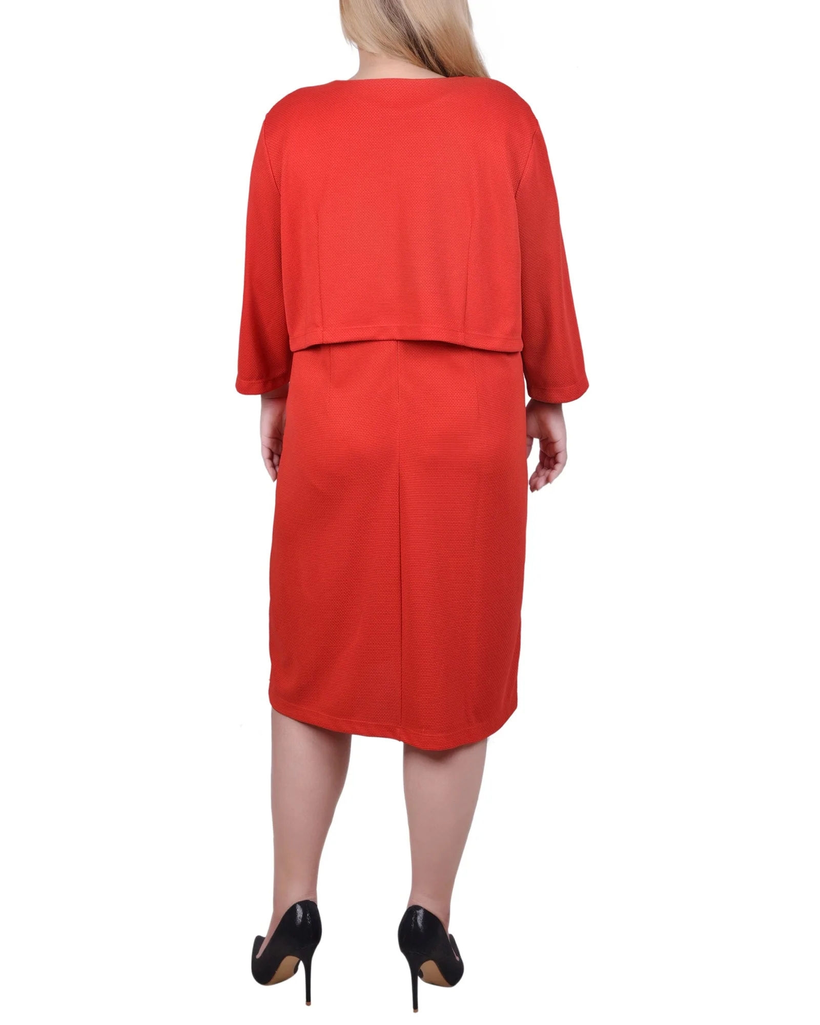 Red 2 Piece Colorblocked Dress Set - Plus - Image 3