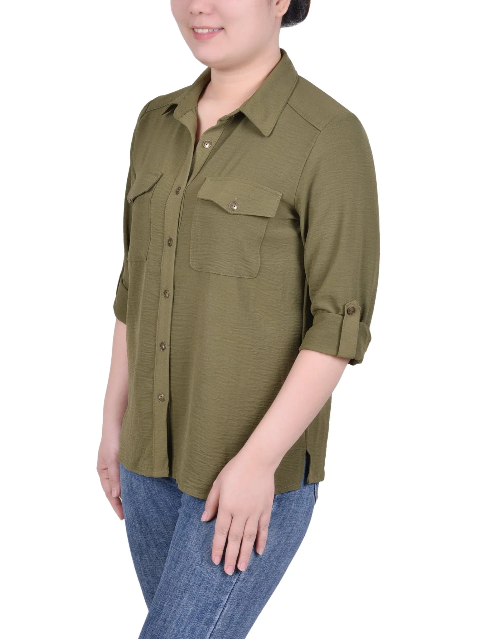 Roll Tab Blouse - Petite - Image 2