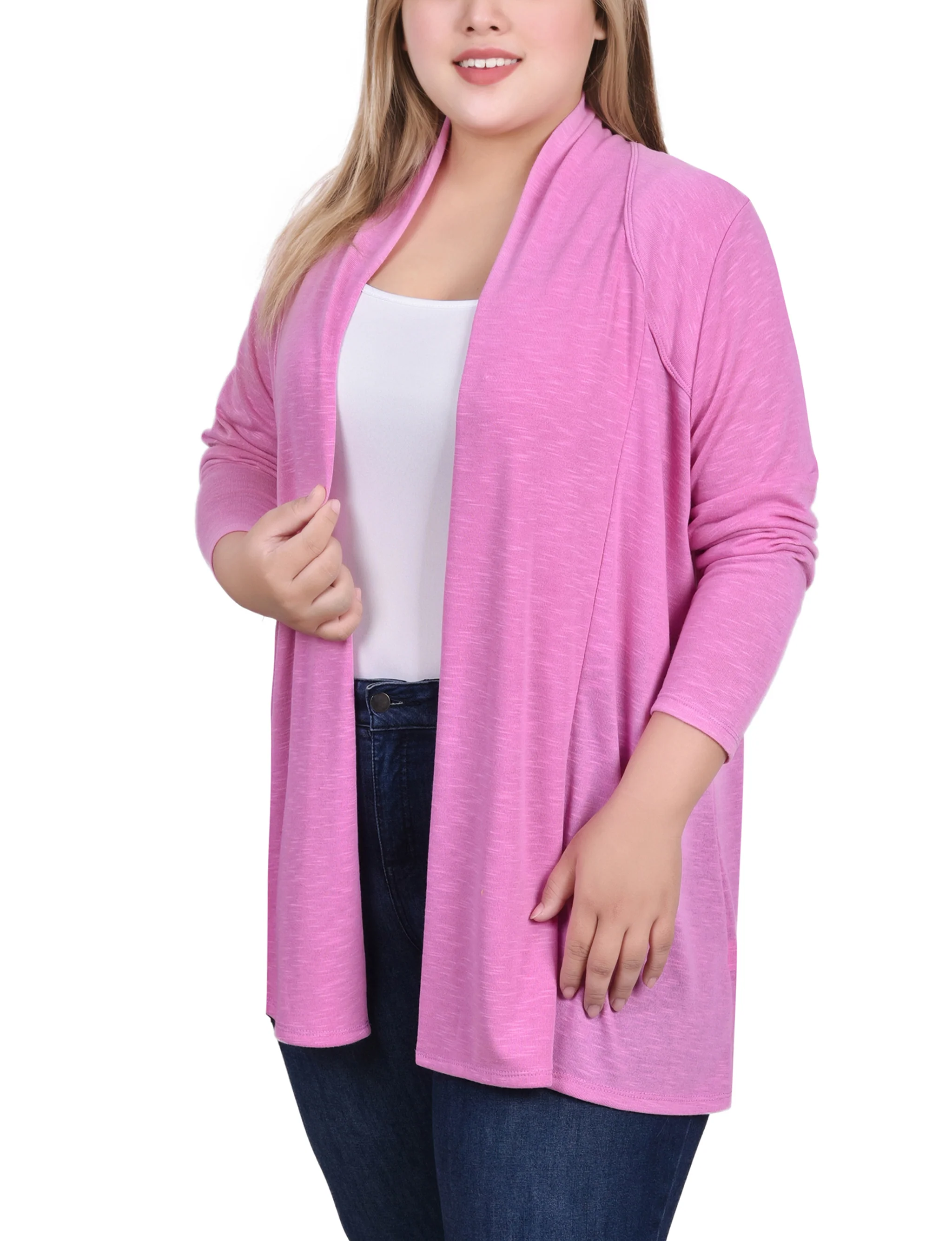 Rose Shadow Long Sleeve Cardigan - Plus - Image 3