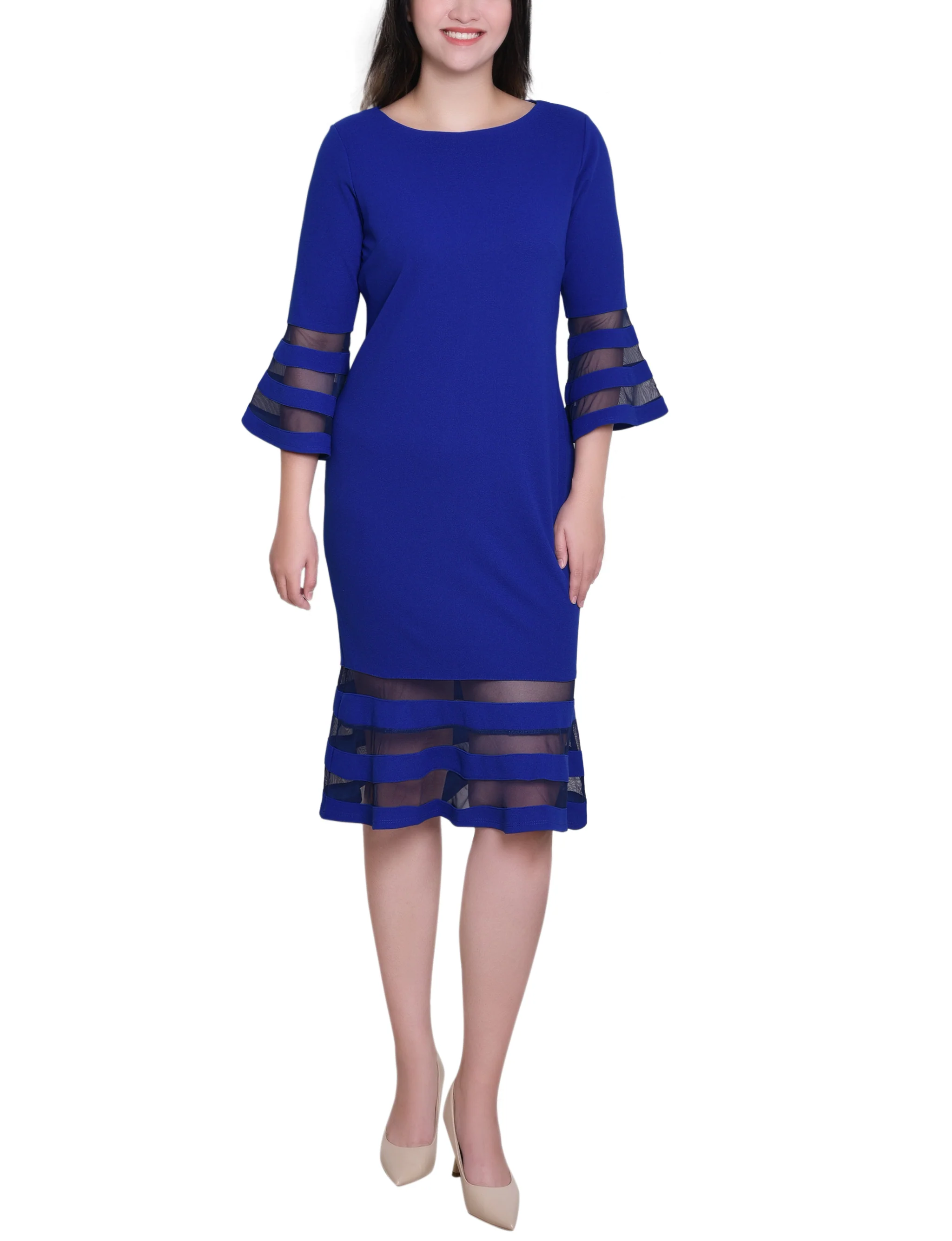 Royal Navy Shadow Stripe Elbow Sleeve Dress