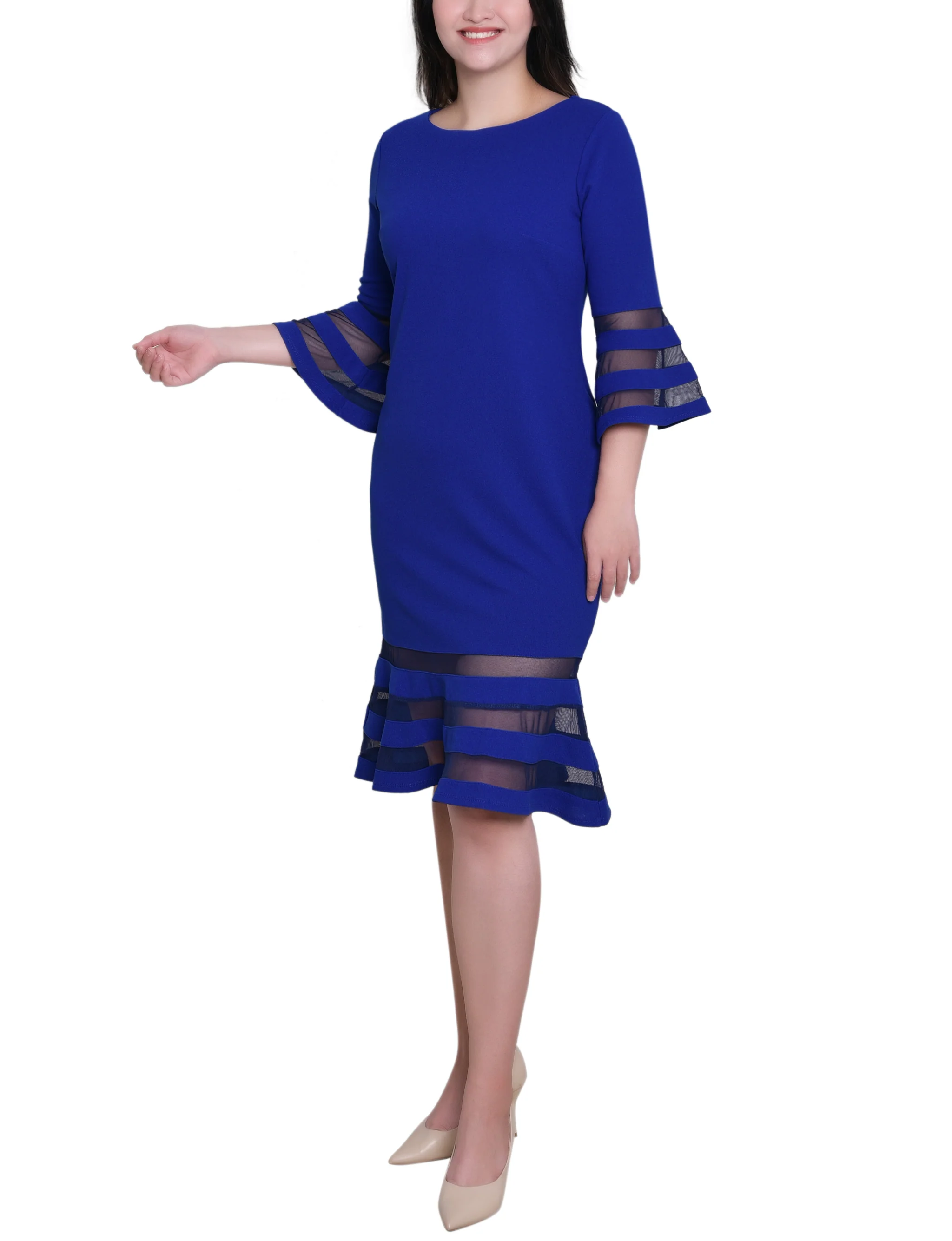 Royal Navy Shadow Stripe Elbow Sleeve Dress - Image 3