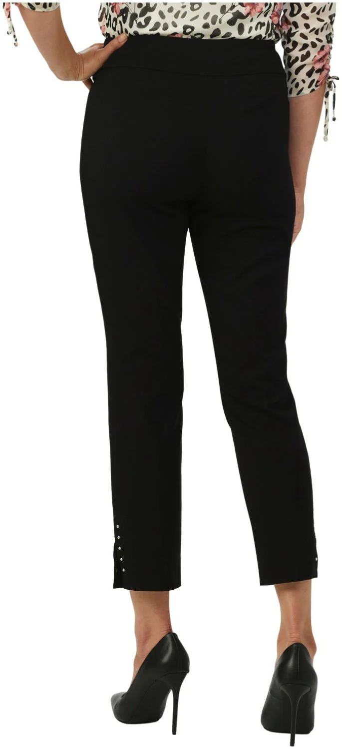 Roz & Ali™ Solid Millennium Tummy Panel Pull On Ankle Pants With Rivet Trim Bottom - Image 2
