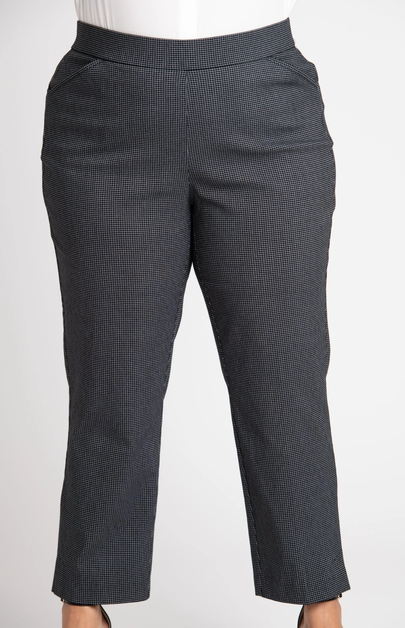 Roz & Ali™ Superstretch Black Grid Pull On Ankle Pants - Plus - Image 3