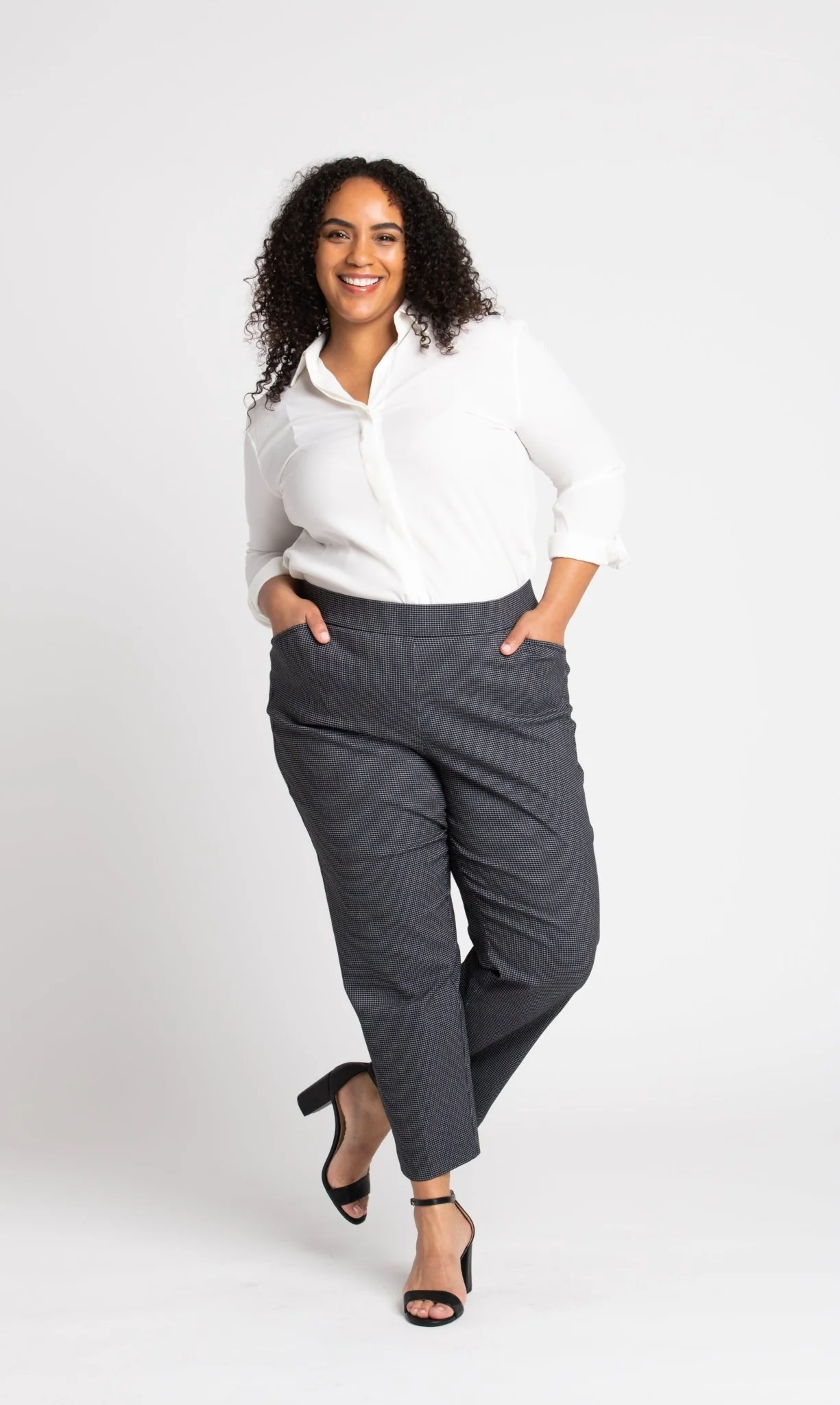 Roz & Ali™ Superstretch Black Grid Pull On Ankle Pants - Plus - Image 7