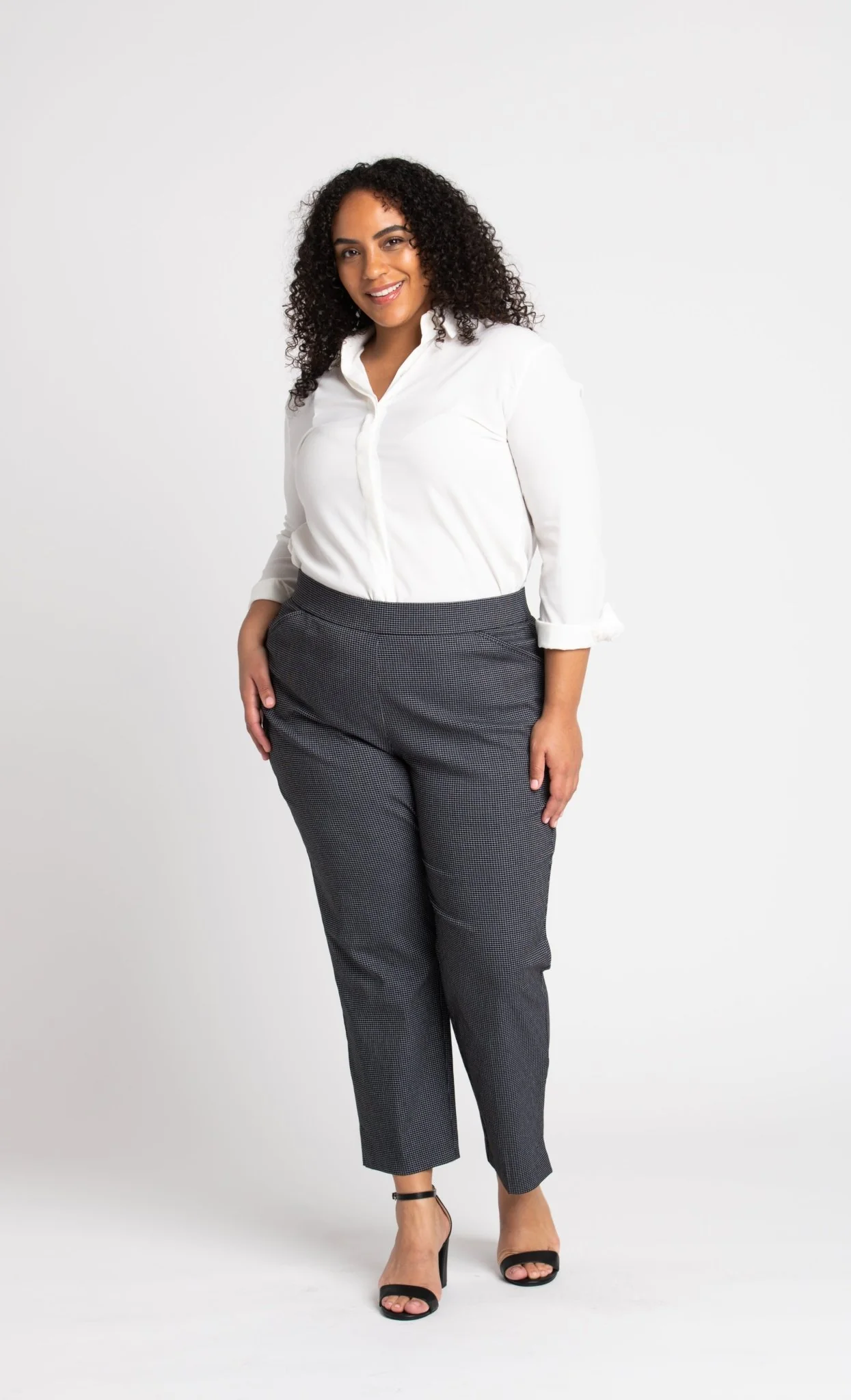 Roz & Ali™ Superstretch Black Grid Pull On Ankle Pants - Plus - Image 9