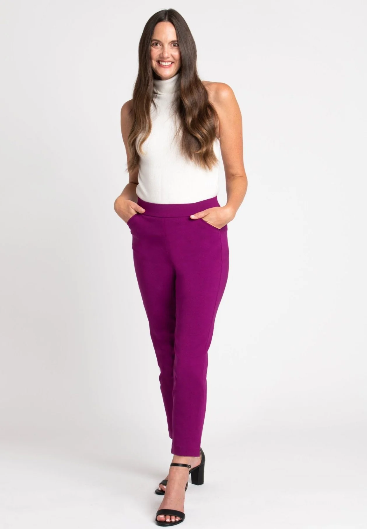 Roz & Ali™ Superstretch Magenta Pull On Ankle Pants - Image 13