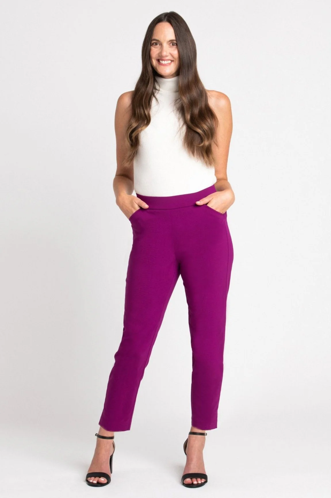 Roz & Ali™ Superstretch Magenta Pull On Ankle Pants - Image 14