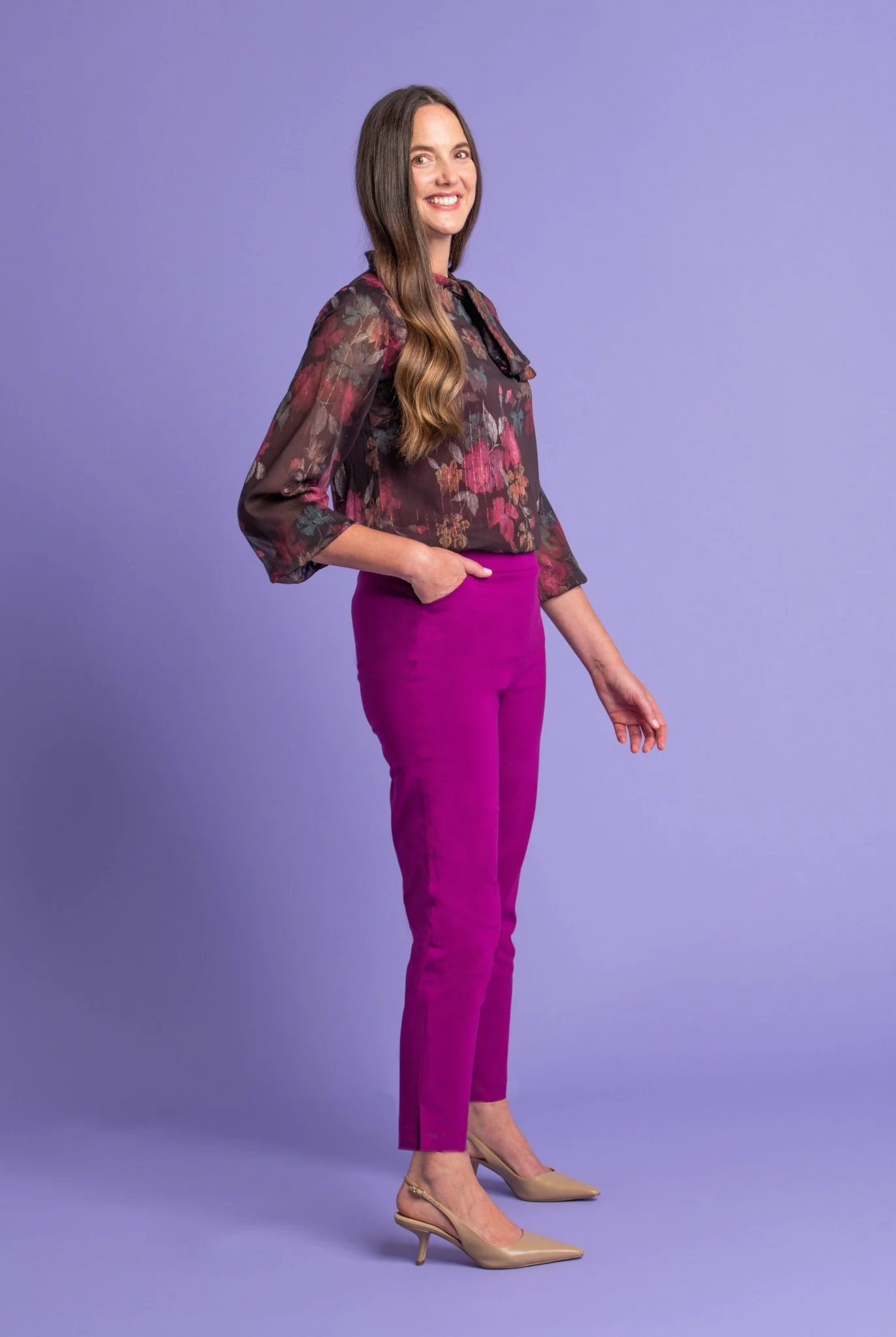 Roz & Ali™ Superstretch Magenta Pull On Ankle Pants - Image 15