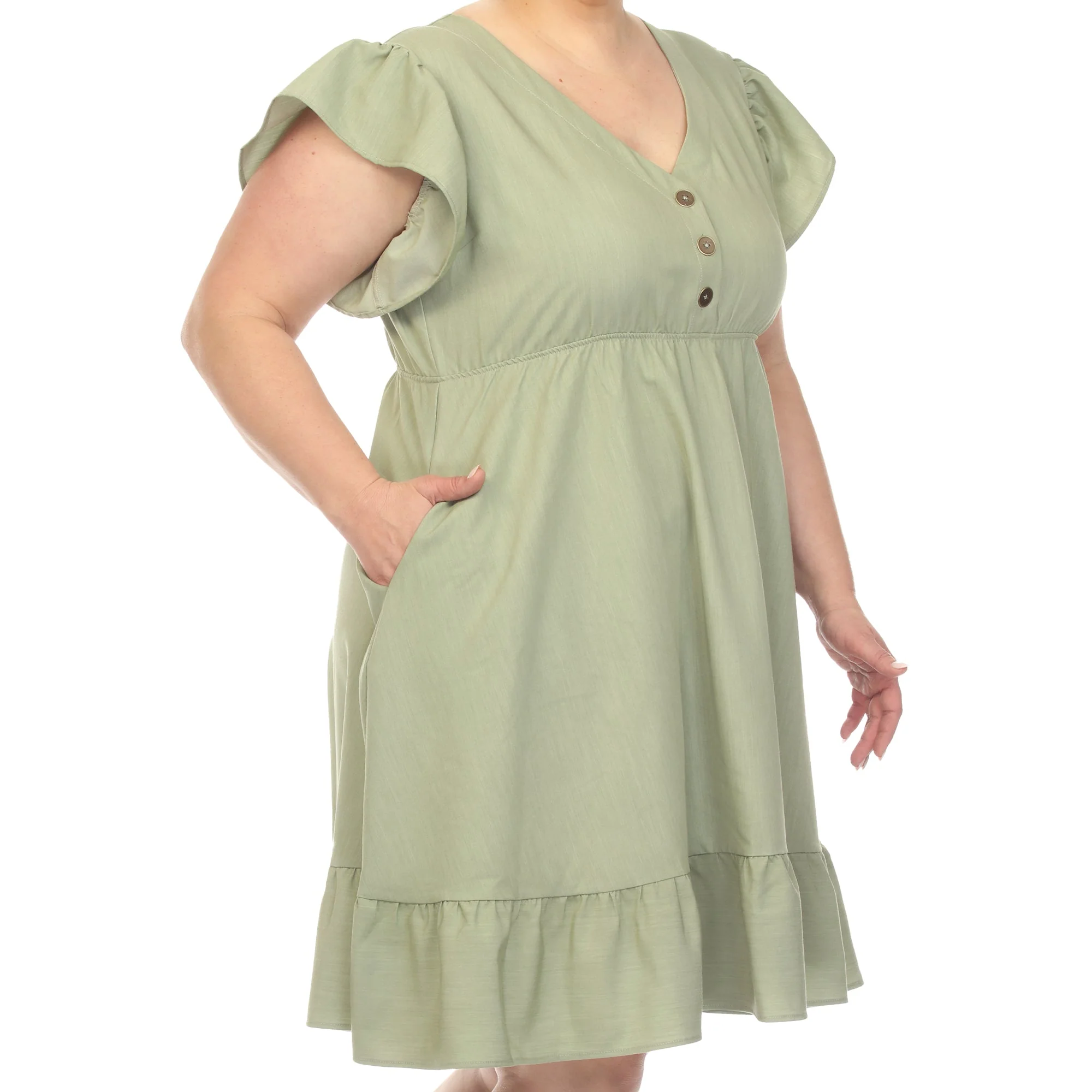 Ruffle Sleeve Knee-Length Dress - Plus - Image 4