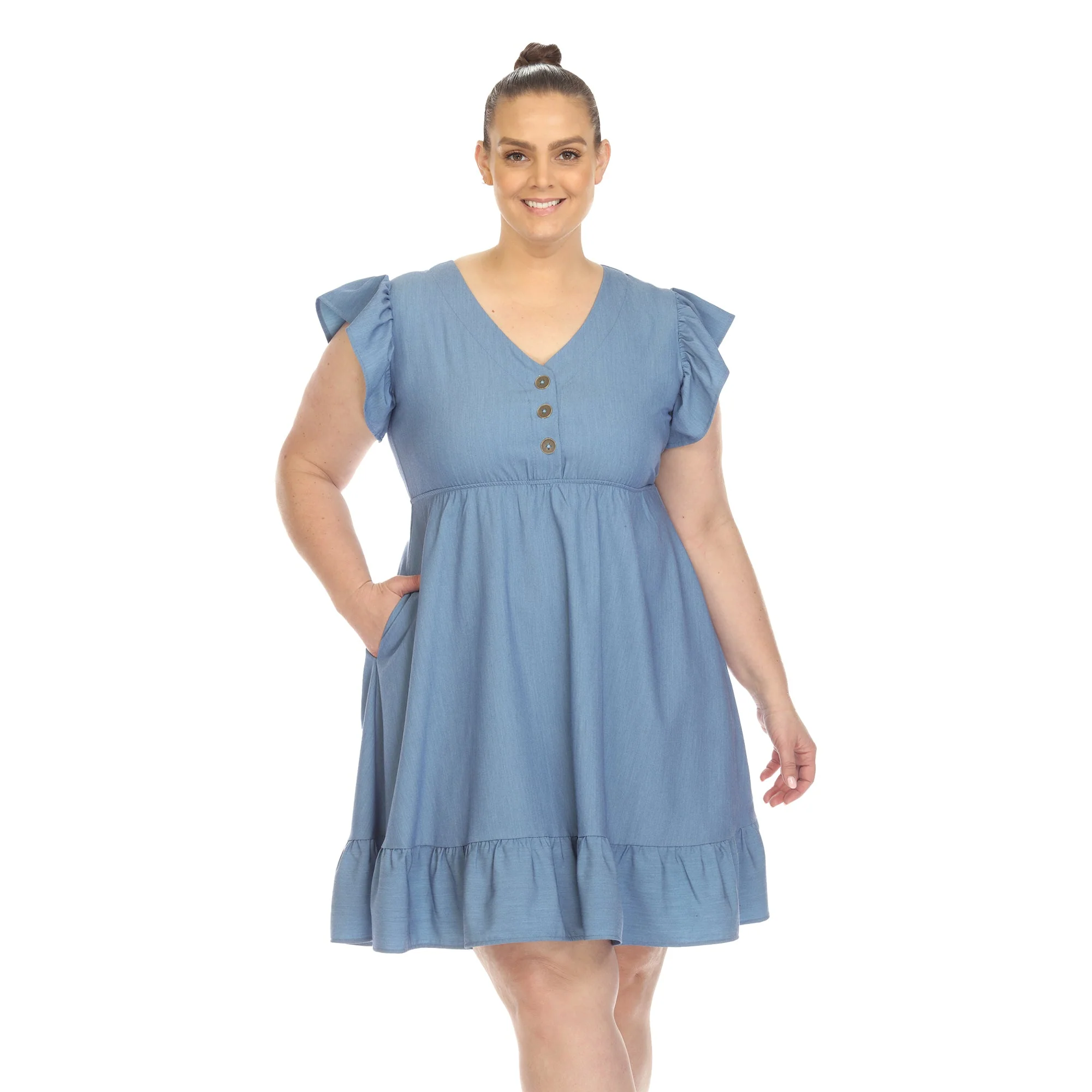 Ruffle Sleeve Knee-Length Dress - Plus - Image 6
