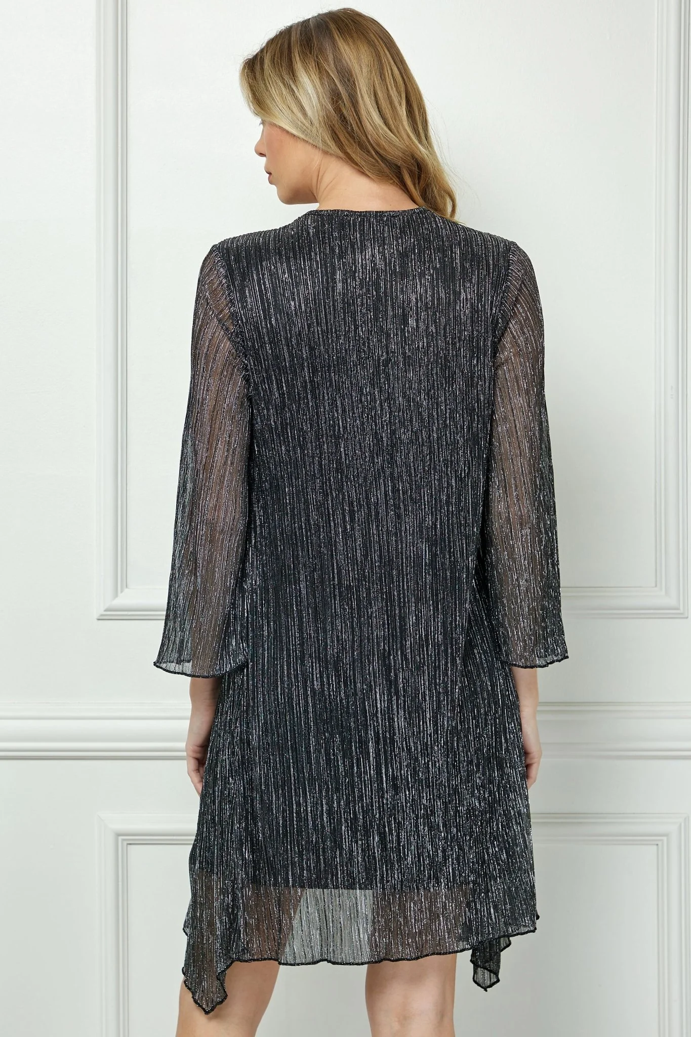 Sara Michelle 3/4 Bell Sleeve 2 Fer Dress And Necklace - Image 7