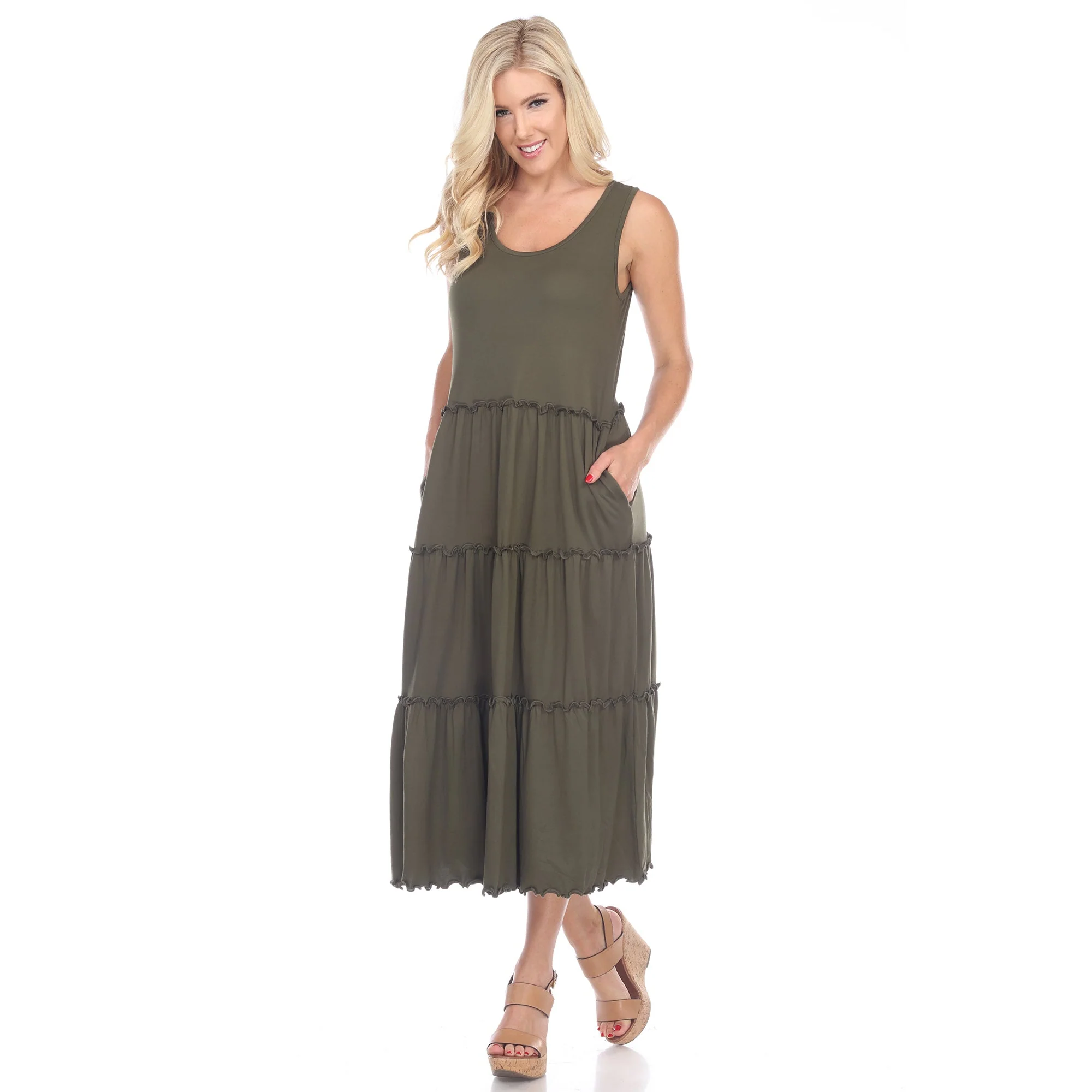 Scoop Neck Tiered Midi Dress - Image 9