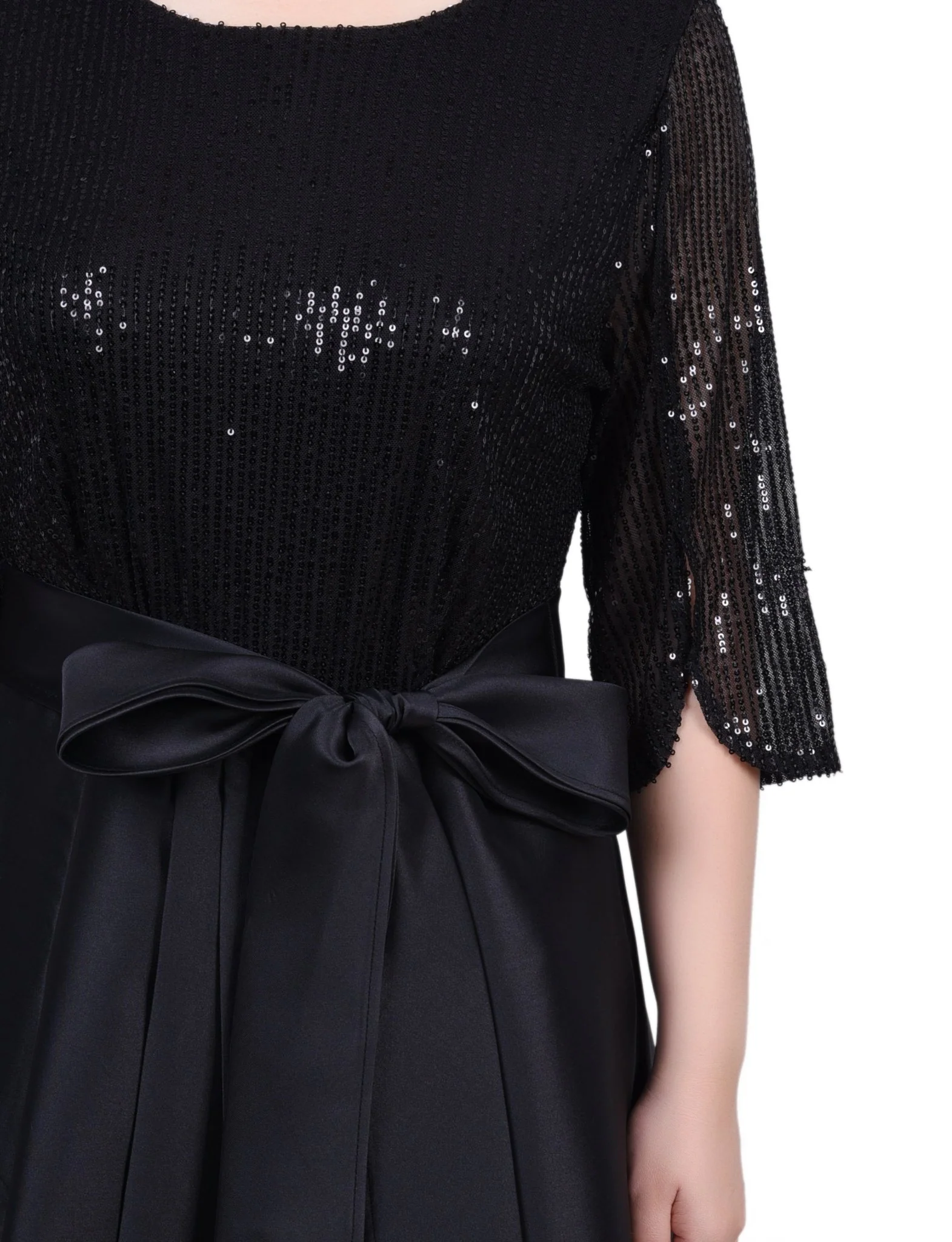 Sequin and Jacquard Holiday Dress - Petite - Image 3