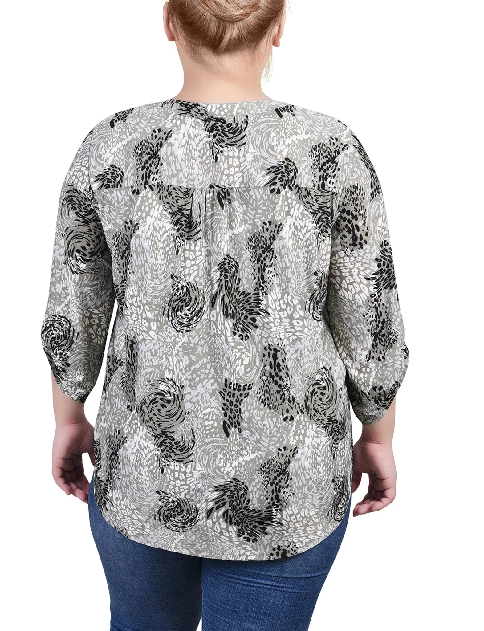 Shadow Black Animal 3/4 Roll Tap Pullover Top - Plus - Image 4